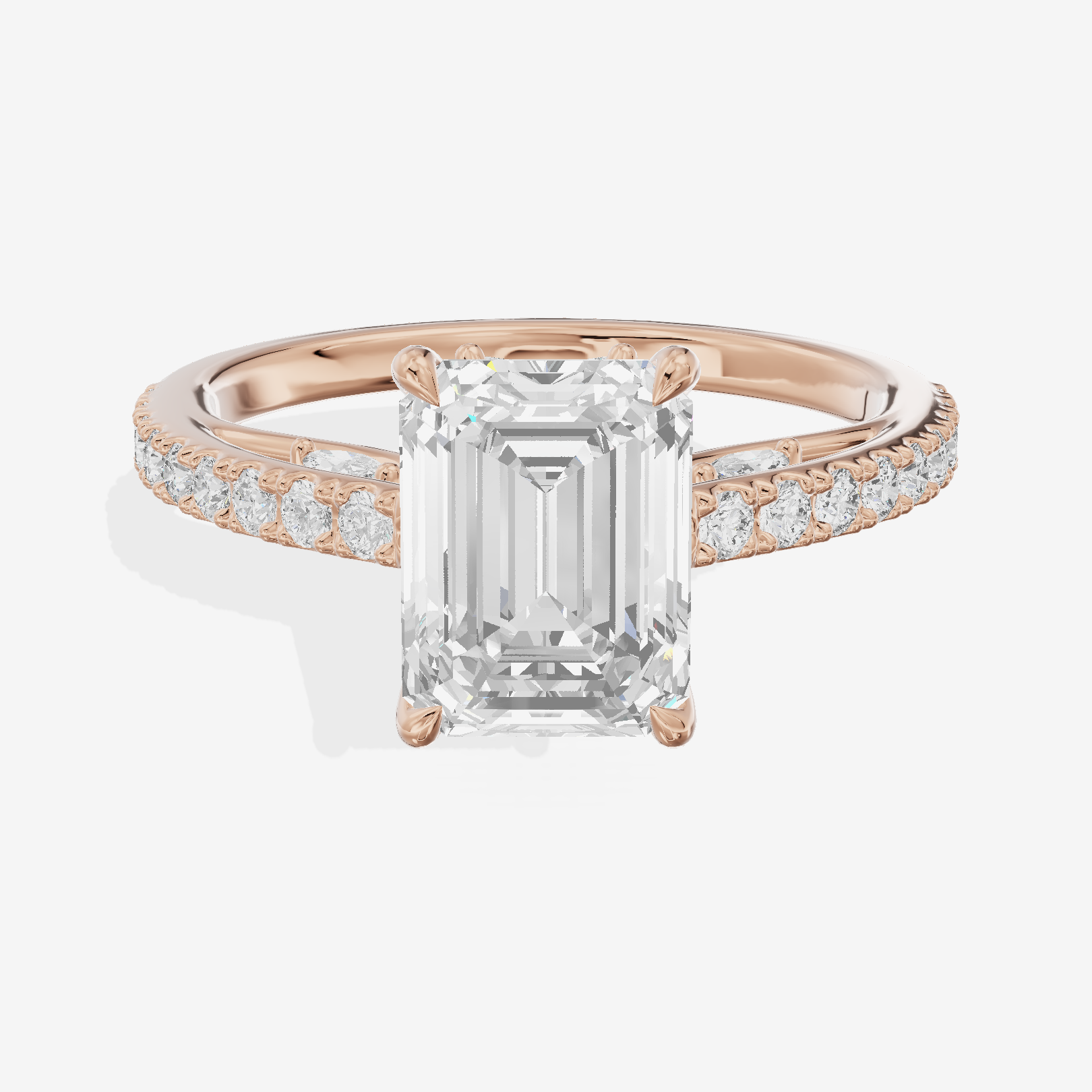 Twine Cathedral 1.8mm Emerald Solitaire Engagement Ring (1/2 ct. tw.) in 18K Rose Gold