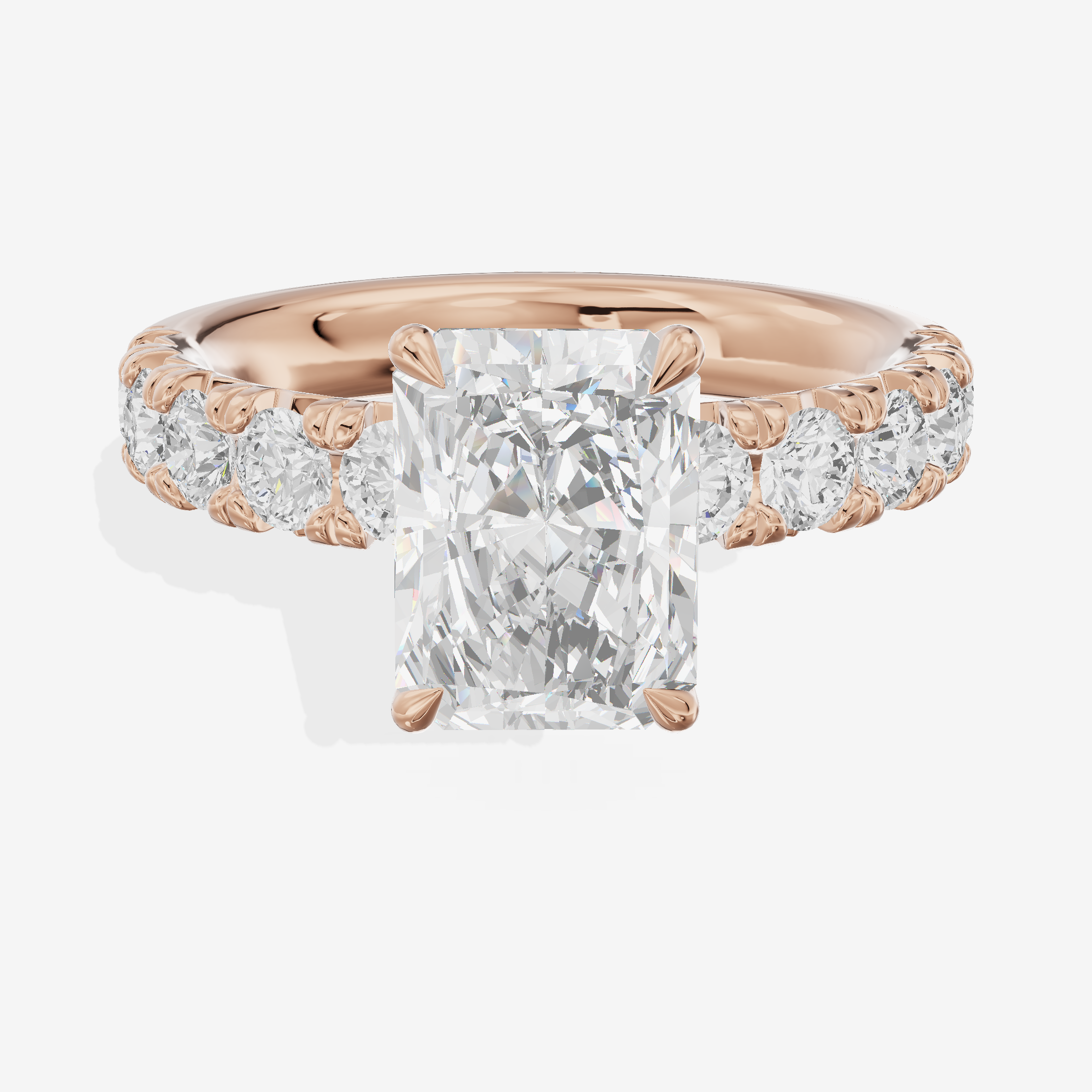 Luxe Goldweave Radiant Engagement Ring with Side Stones (1/5 ct. tw.) in 18K Rose Gold