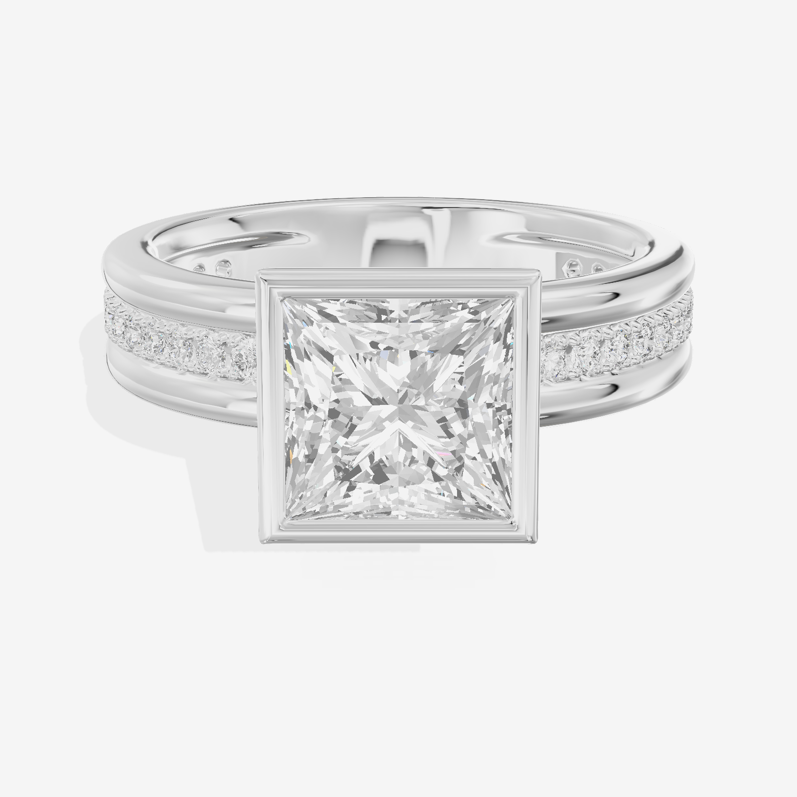 Belovae Bezel Princess Engagement Ring with Side Stones (1/4 ct. tw.) in Platinum