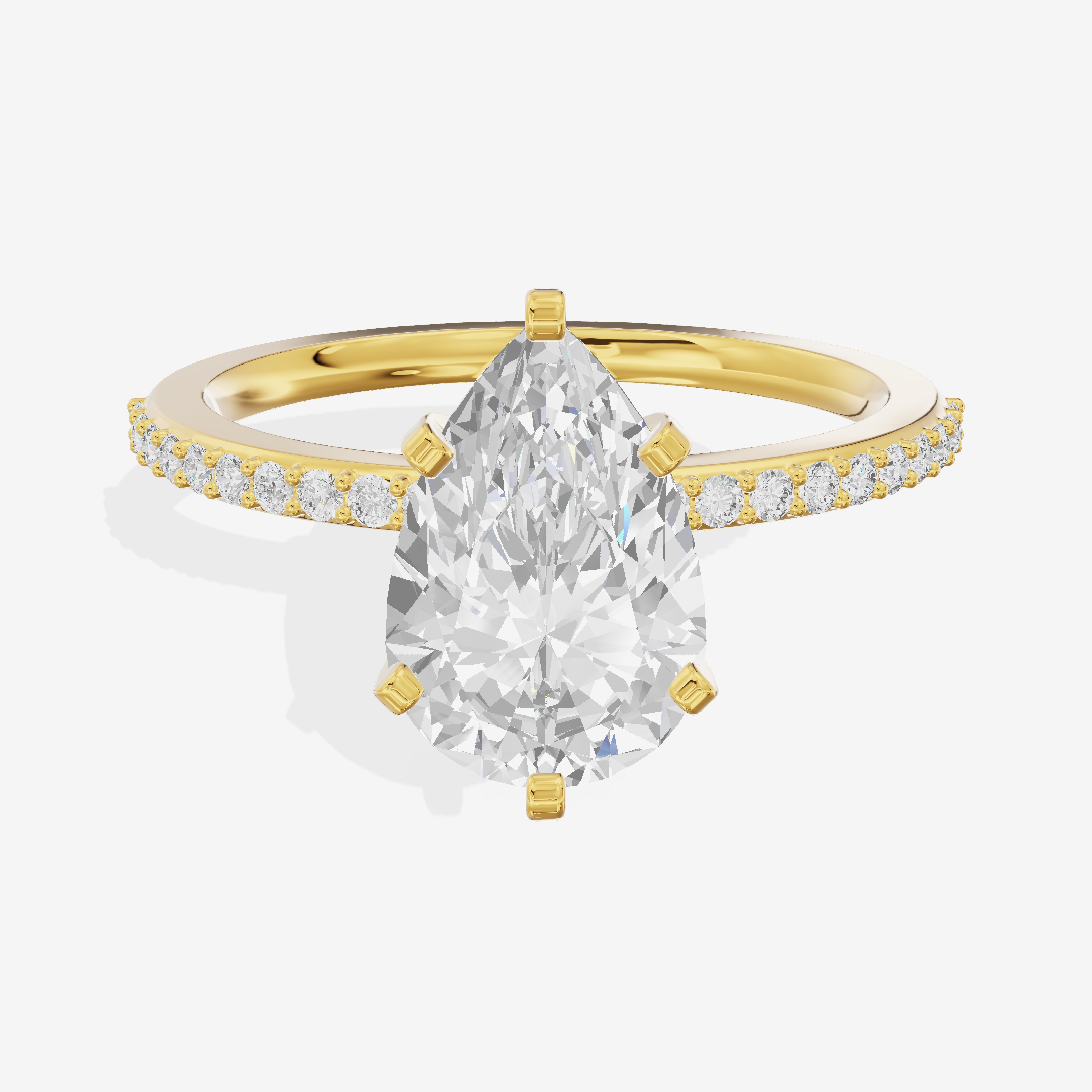 Solea Cathedral 2mm Pear Engagement Ring with Side Stones (1/2 ct. tw.) in 18K Yellow Gold