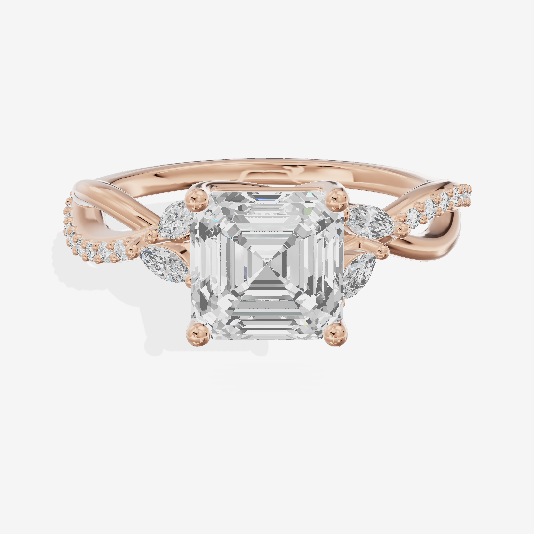 Petite Twine Asscher Twisted Engagement Ring (1/5 ct. tw.) in 14K Rose Gold