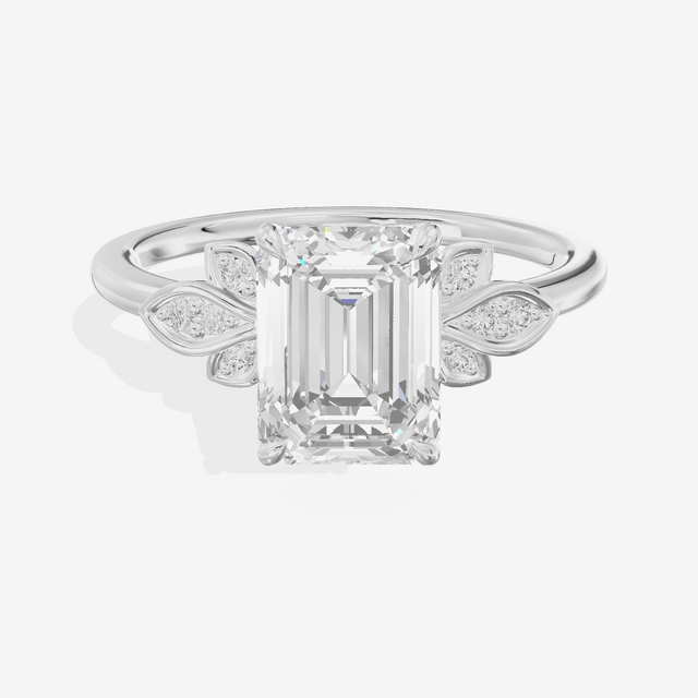 Trellise Emerald Engagement Ring with Side Stones (1/20 ct. tw.) in 14K White Gold