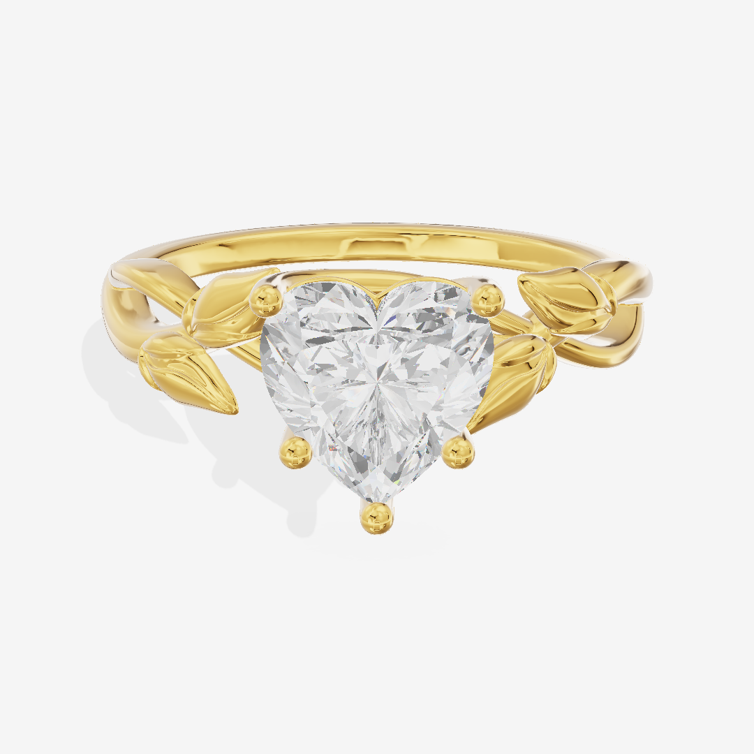 Sealed Vowsae 2.5mm Heart Solitaire Engagement Ring in 18K Yellow Gold