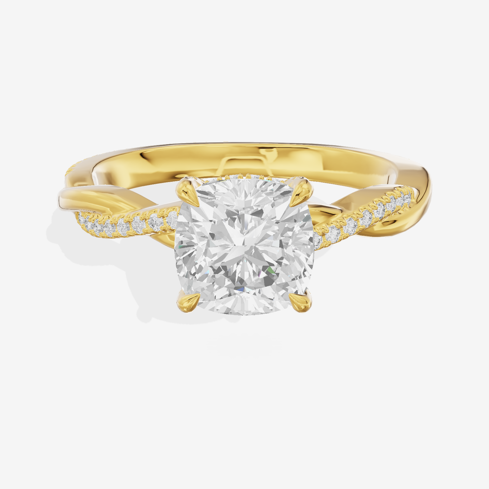 Petite Adorae Cushion Hidden Halo Engagement Ring (1/5 ct. tw.) in 18K Yellow Gold