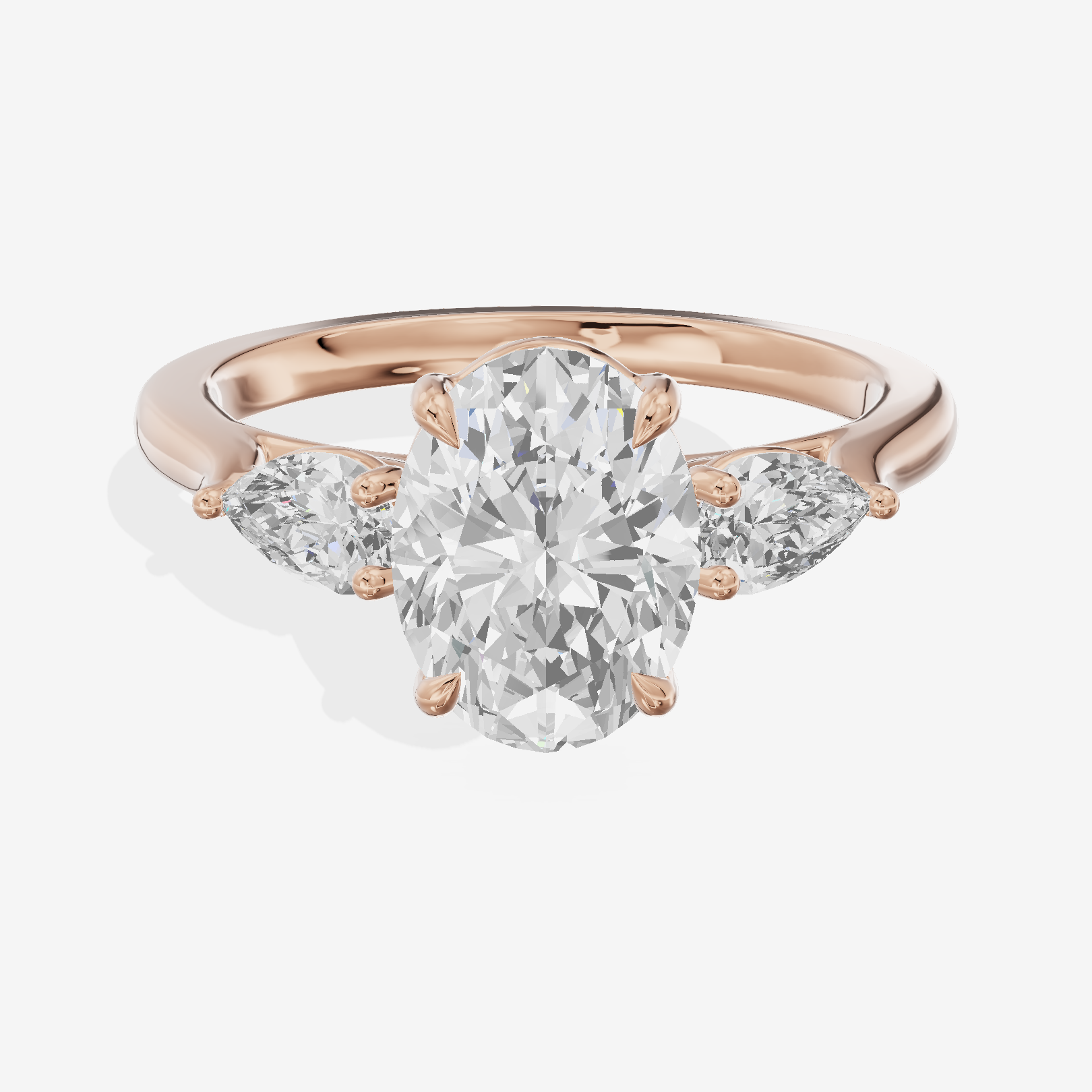 Classic Eversince Oval Engagement Ring with Side Stones (2/5 ct. tw.) in 18K Rose Gold