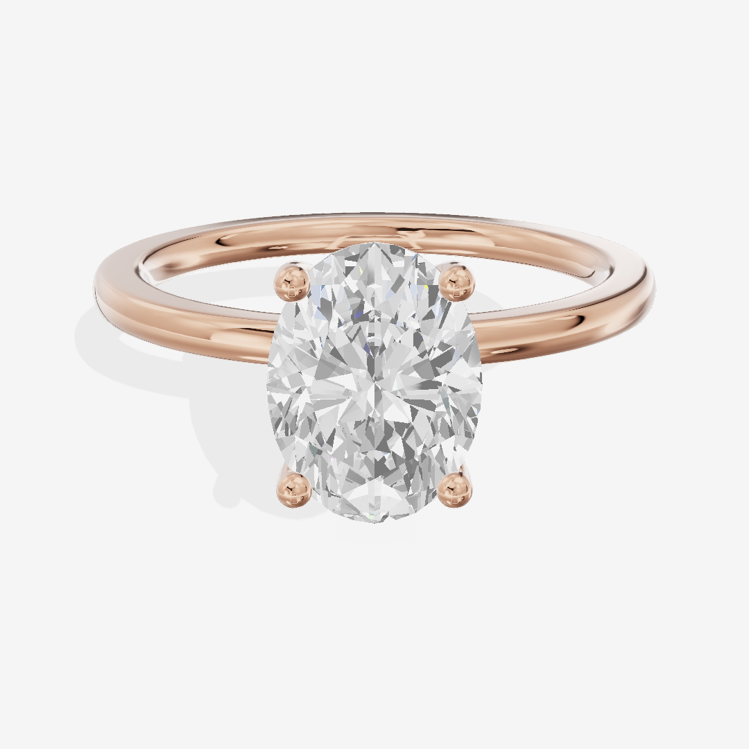 Vowsae Hidden Halo Oval Engagement Ring (1/20 ct. tw.) in 18K Rose Gold