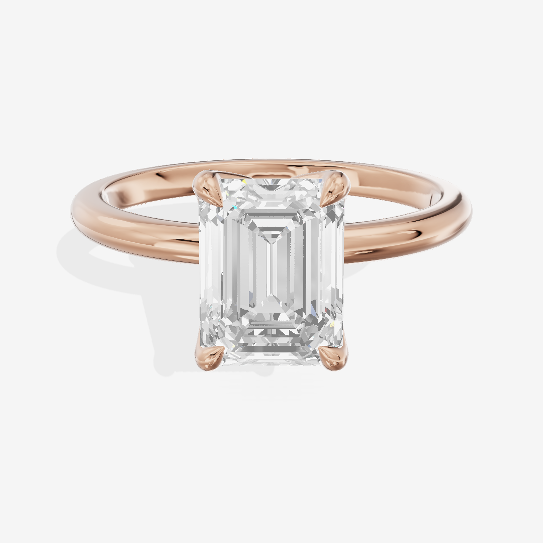 Vintage Aimora 1.8mm Emerald Solitaire Engagement Ring in 18K Rose Gold