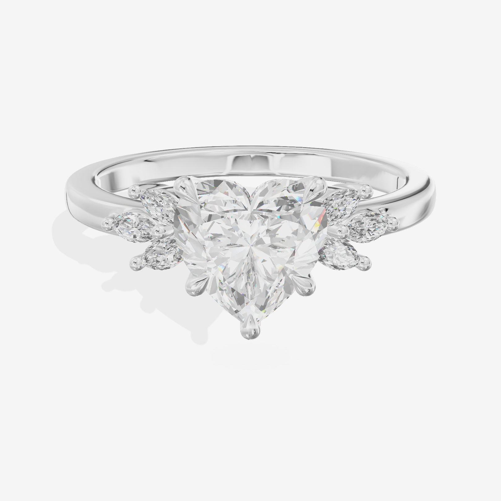 Modern Halcyon Heart Engraved Engagement Ring (1/5 ct. tw.) in 18K White Gold