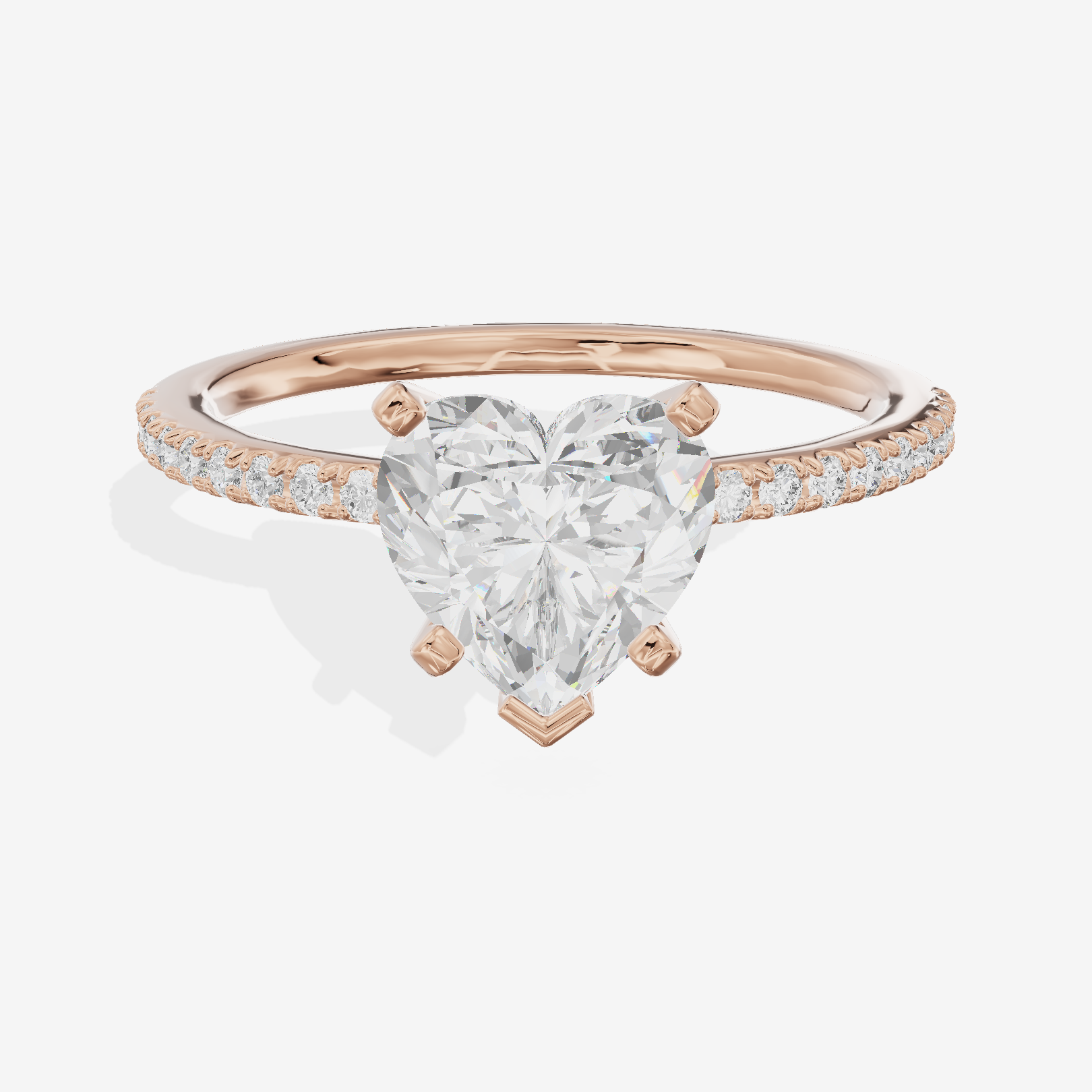 Grand Mayrelle Heart Engagement Ring with Side Stones (1/8 ct. tw.) in 14K Rose Gold