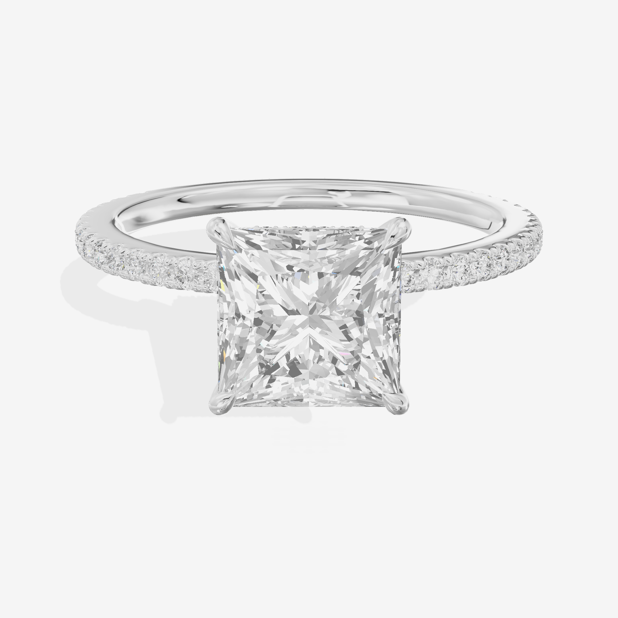 Petite Cherubine Princess Engagement Ring with Side Stones (1/3 ct. tw.) in 18K White Gold