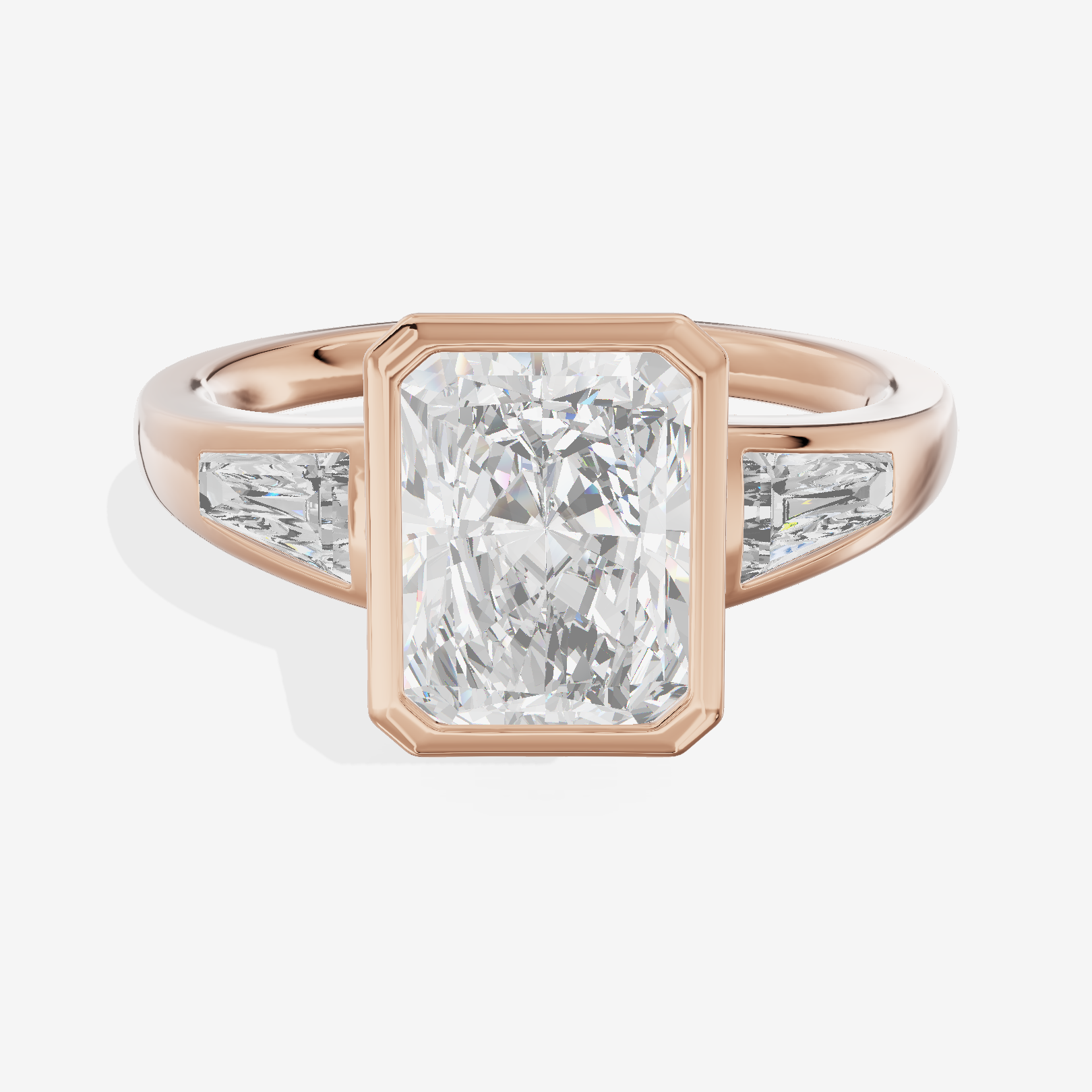 Modern Triade Radiant Three Stone Engagement Ring (1/2 ct. tw.) in 18K Rose Gold