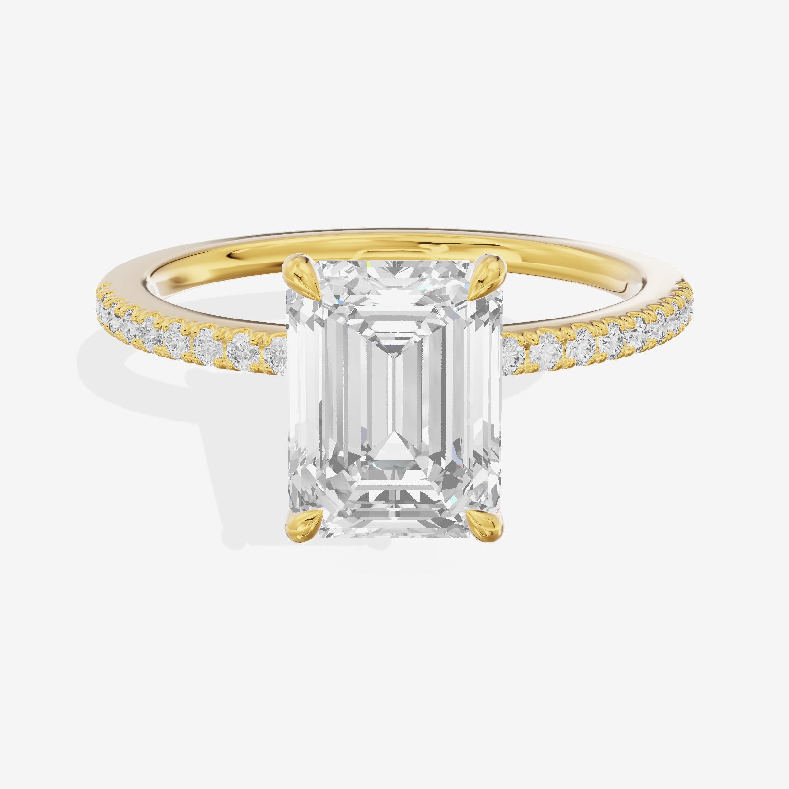Grand Mirelle Emerald Hidden Halo Engagement Ring (1/5 ct. tw.) in 18K Yellow Gold