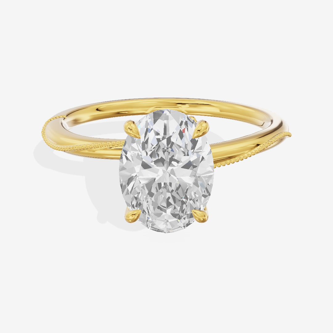 Vintage Coeurine Oval Engagement Ring (1/10 ct. tw.) in 18K Yellow Gold
