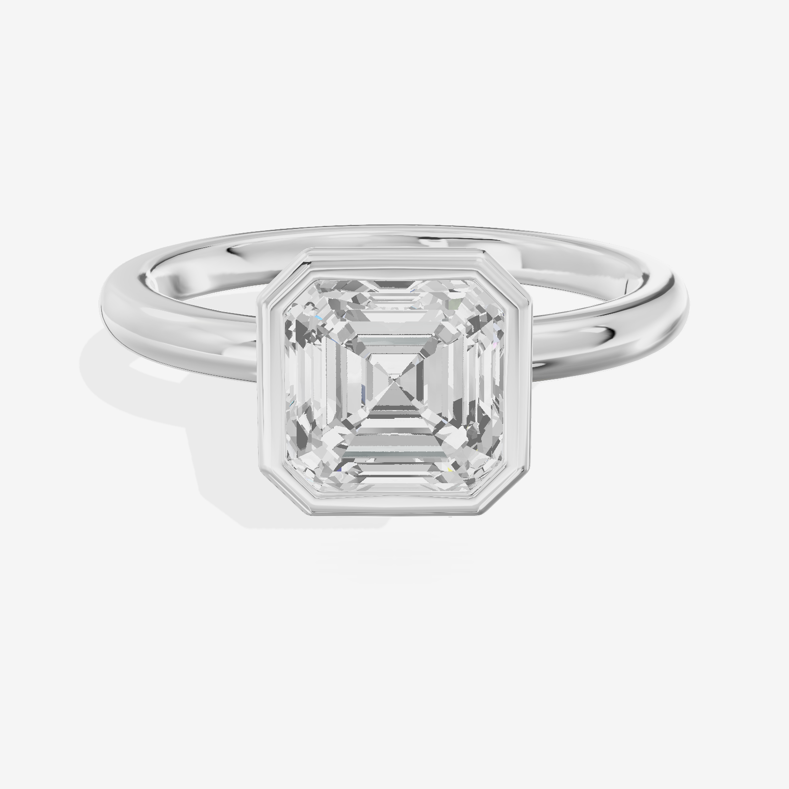 Tensare Bezel 2mm Asscher Solitaire Engagement Ring in Platinum