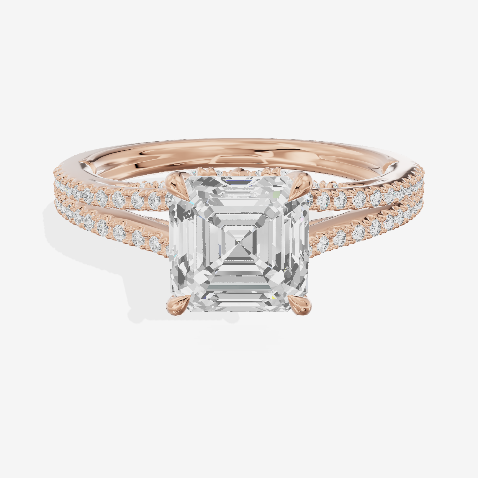 Aimora Cathedral 2mm Asscher Solitaire Engagement Ring (1/3 ct. tw.) in 18K Rose Gold