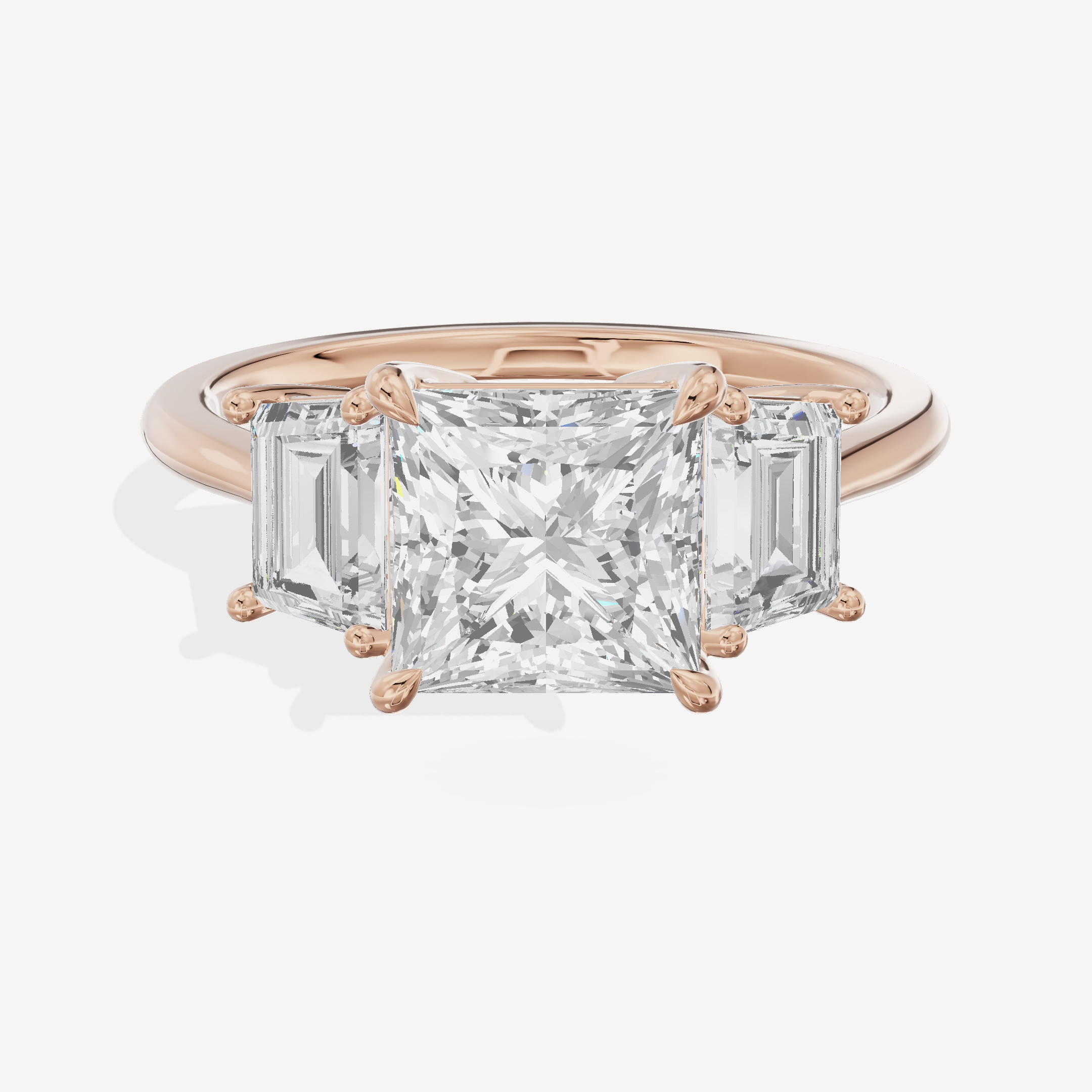 Luxe Promezza Three Stone Princess Engagement Ring (3/5 ct. tw.) in 18K Rose Gold