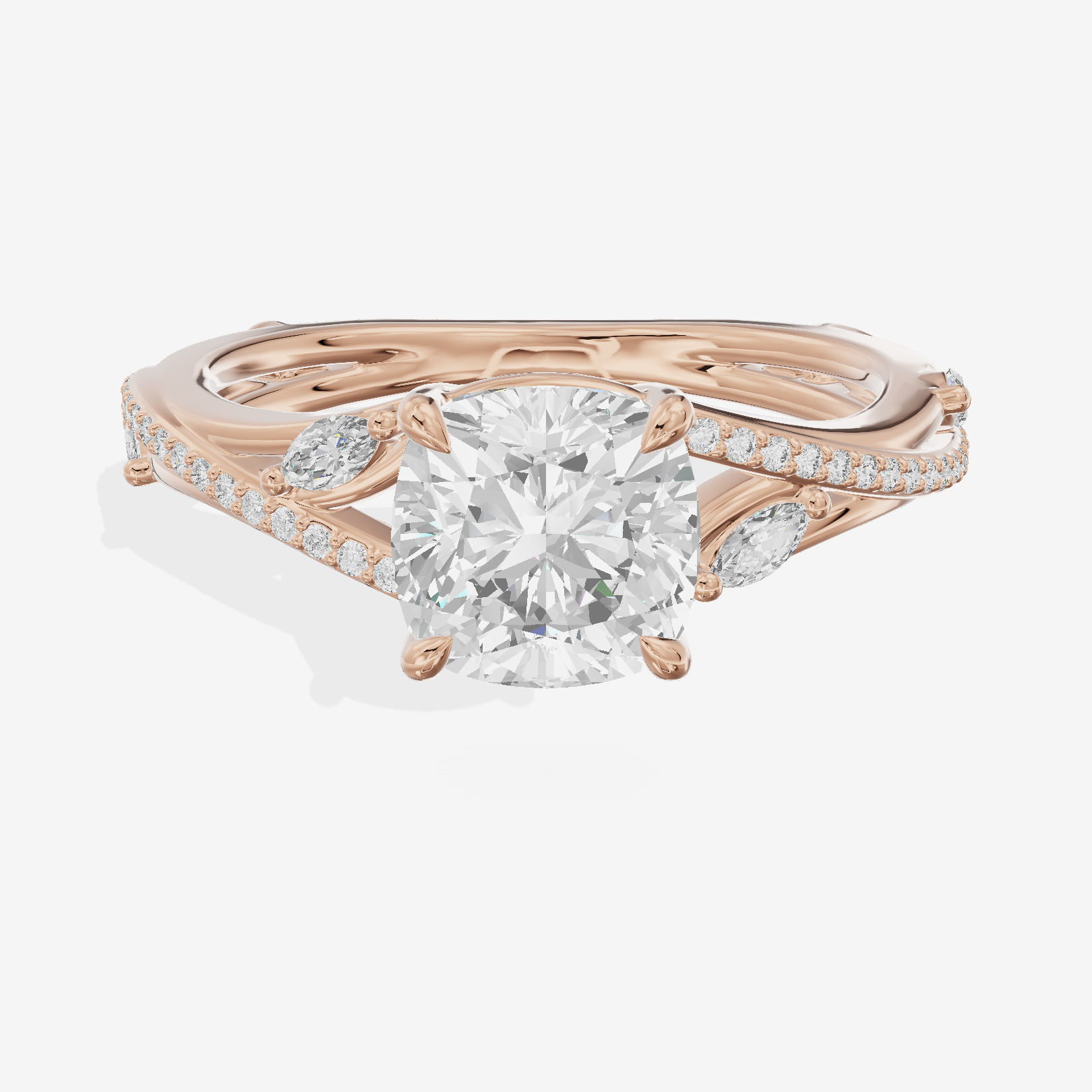 Twined Adorae Cushion Twisted Engagement Ring (1/4 ct. tw.) in 18K Rose Gold