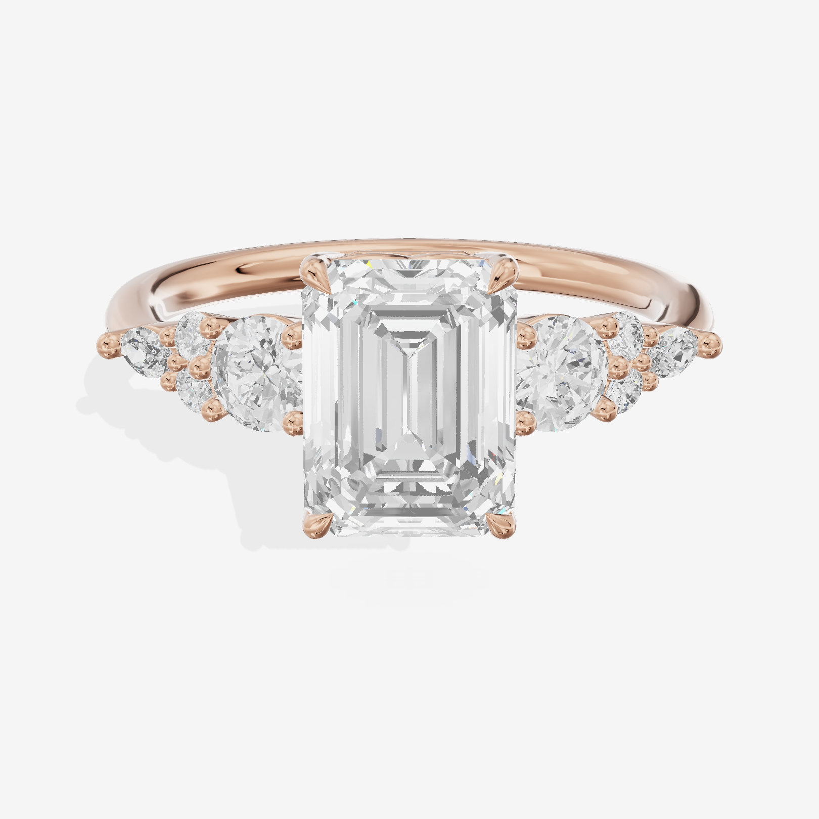 Triade Eternity Emerald Three Stone Engagement Ring (2/5 ct. tw.) in 18K Rose Gold