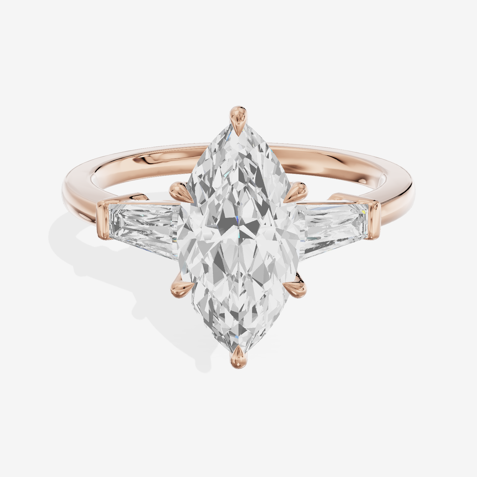 Vintage Coeurine Three Stone Marquise Engagement Ring (1/2 ct. tw.) in 18K Rose Gold
