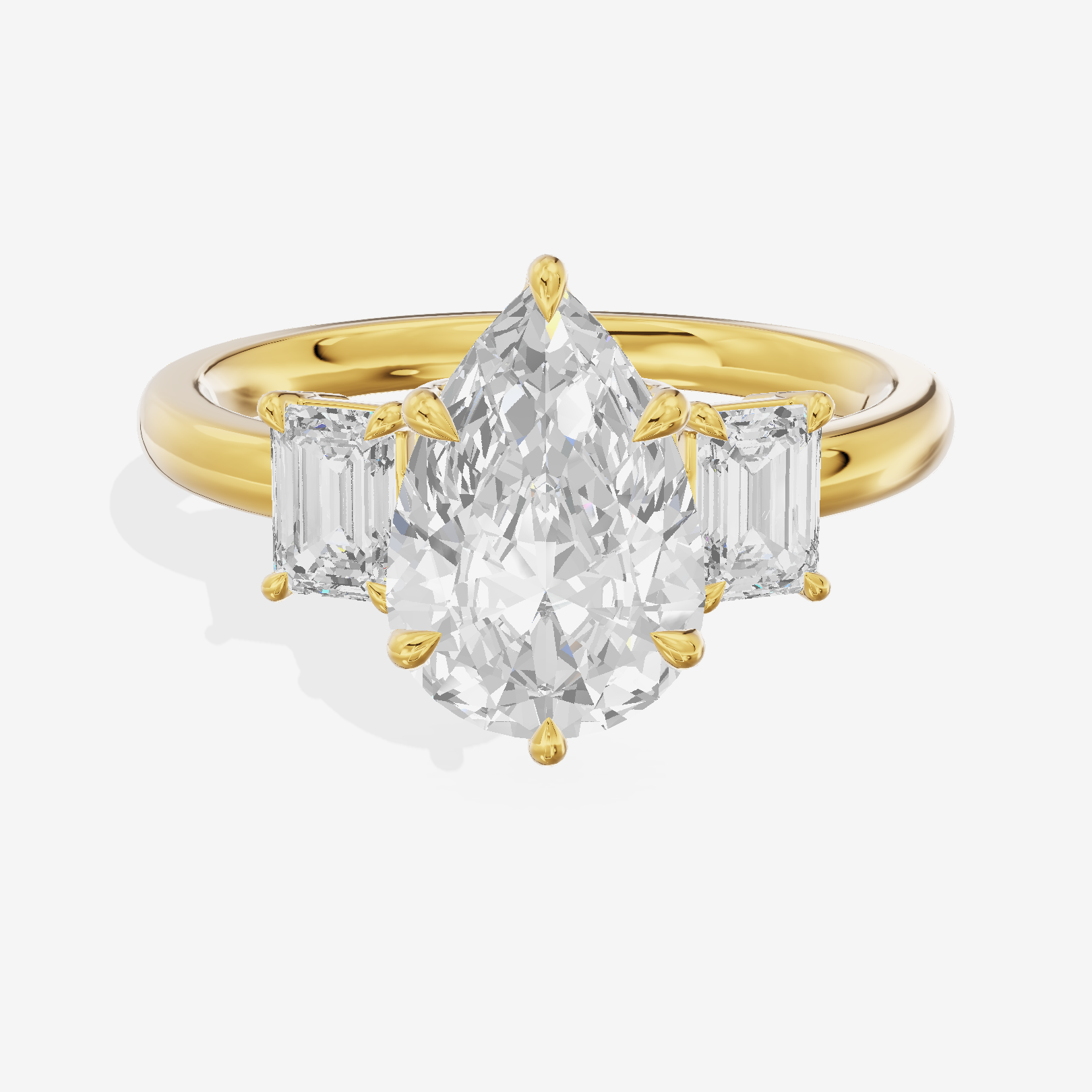 Petite Coeurine Three Stone Pear Engagement Ring (1/5 ct. tw.) in 18K Yellow Gold