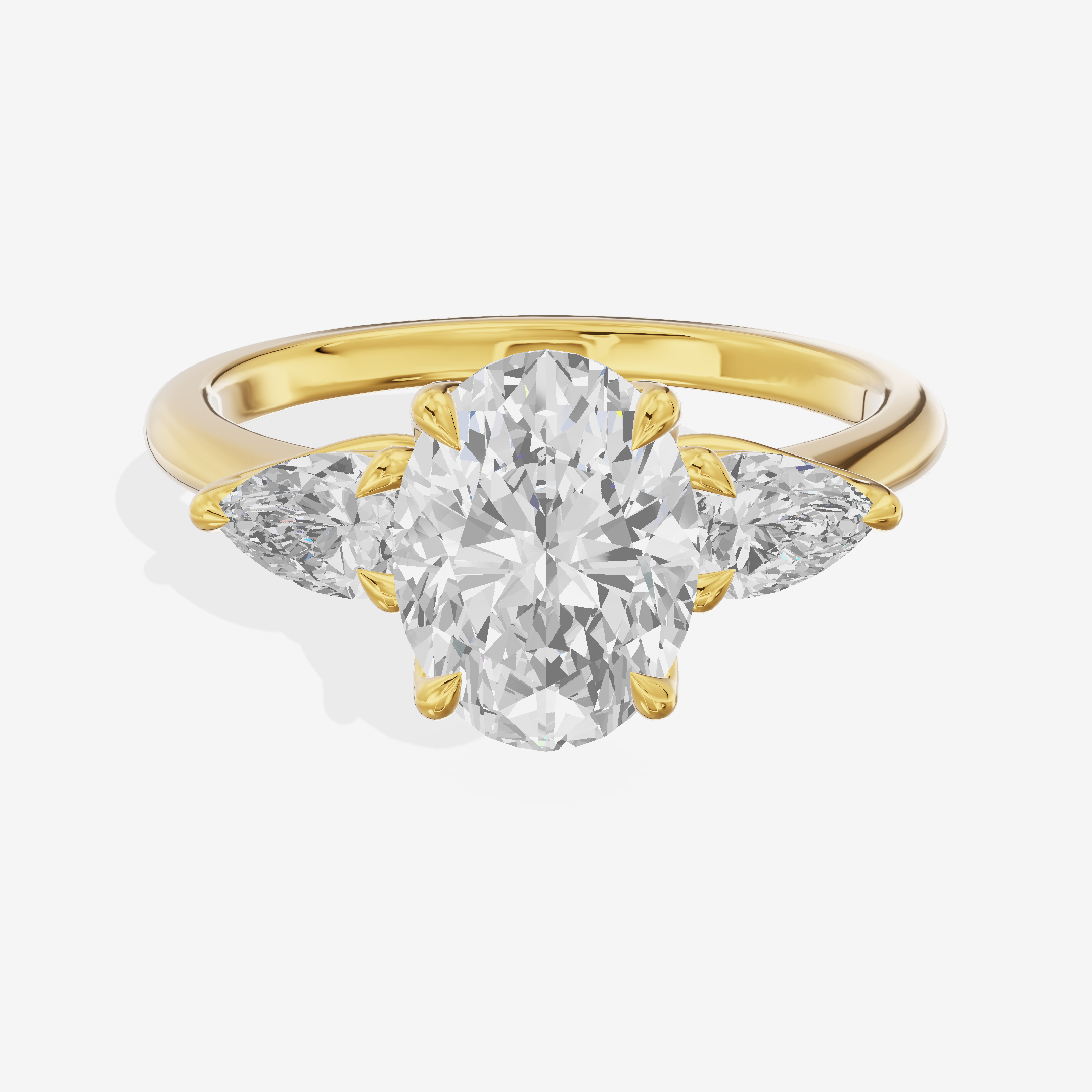 Modern Triade Oval Three Stone Engagement Ring (1/2 ct. tw.) in 18K Yellow Gold