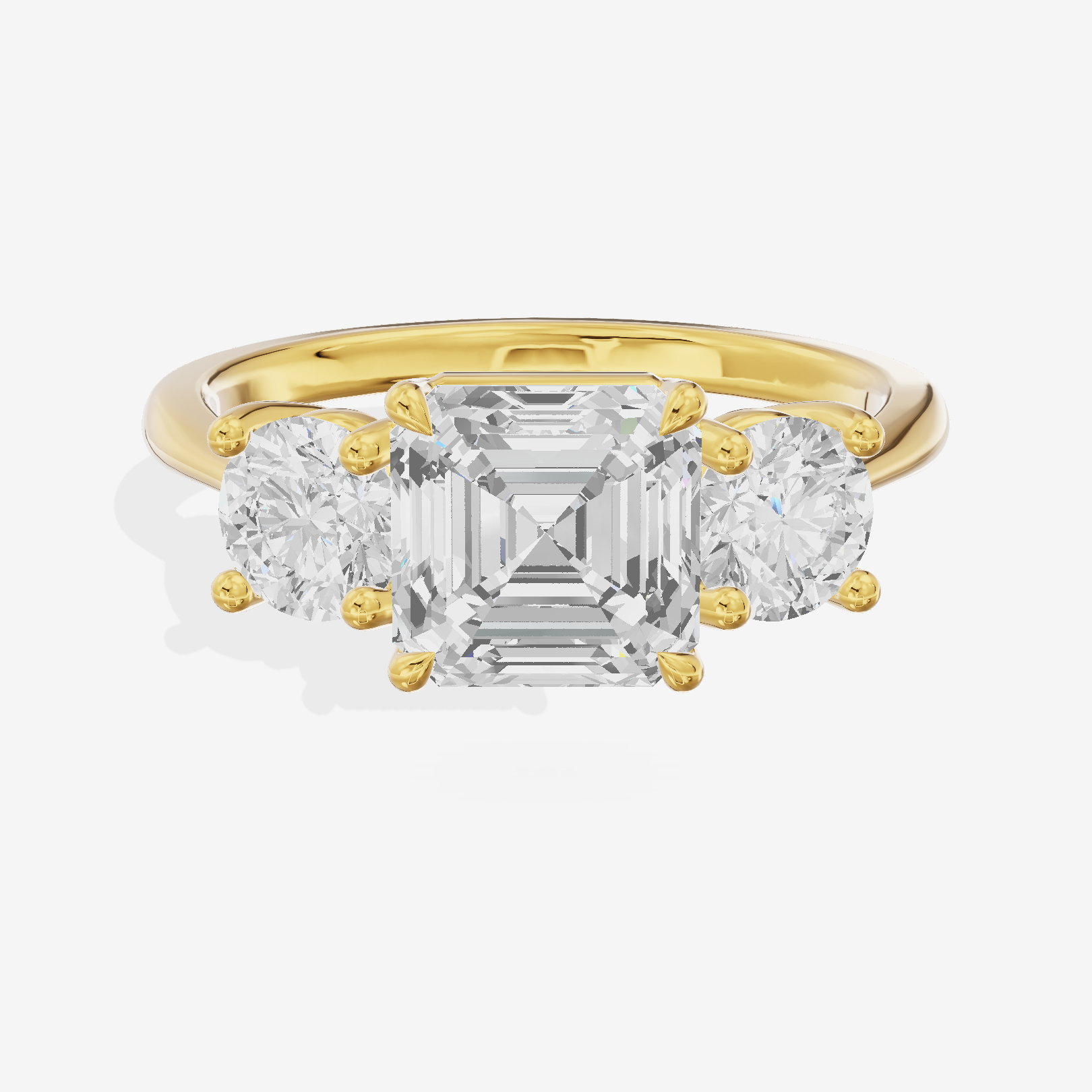 Luxe Trueheart Three Stone Asscher Engagement Ring (2/3 ct. tw.) in 18K Yellow Gold