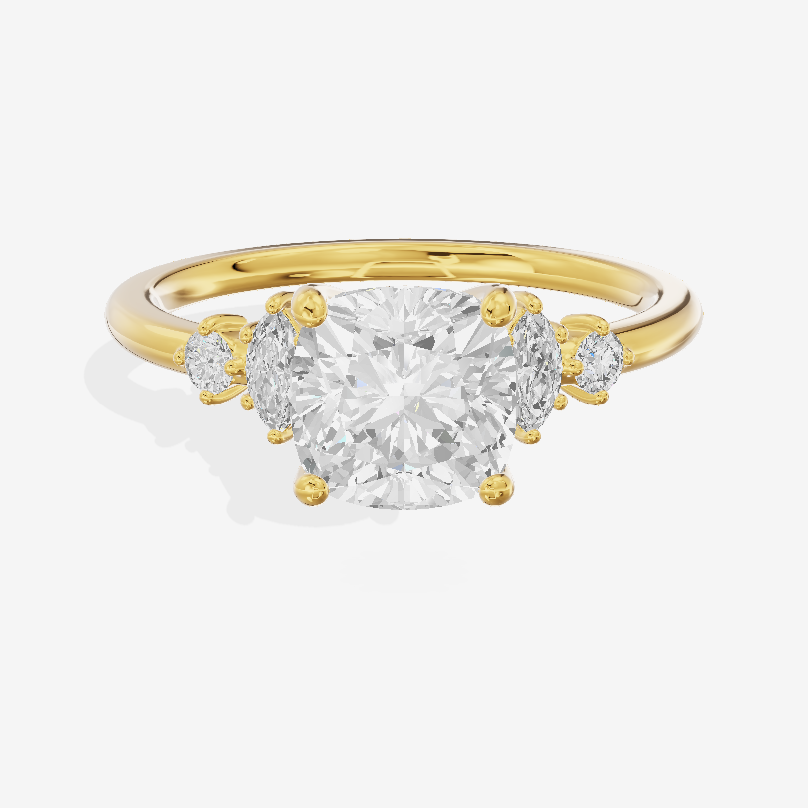Hallowed Halcyon Cushion Engagement Ring with Side Stones (1/6 ct. tw.) in 14K Yellow Gold