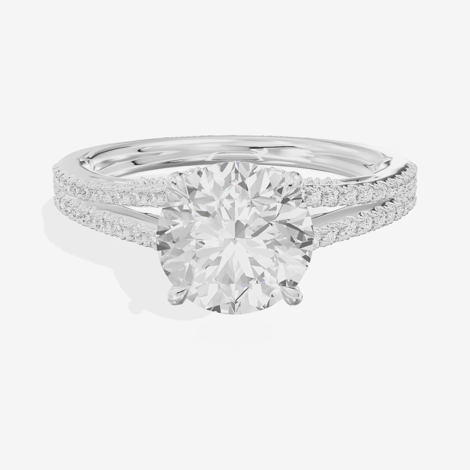 Aimora Cathedral 2mm Round Solitaire Engagement Ring (1/3 ct. tw.) in 14K White Gold