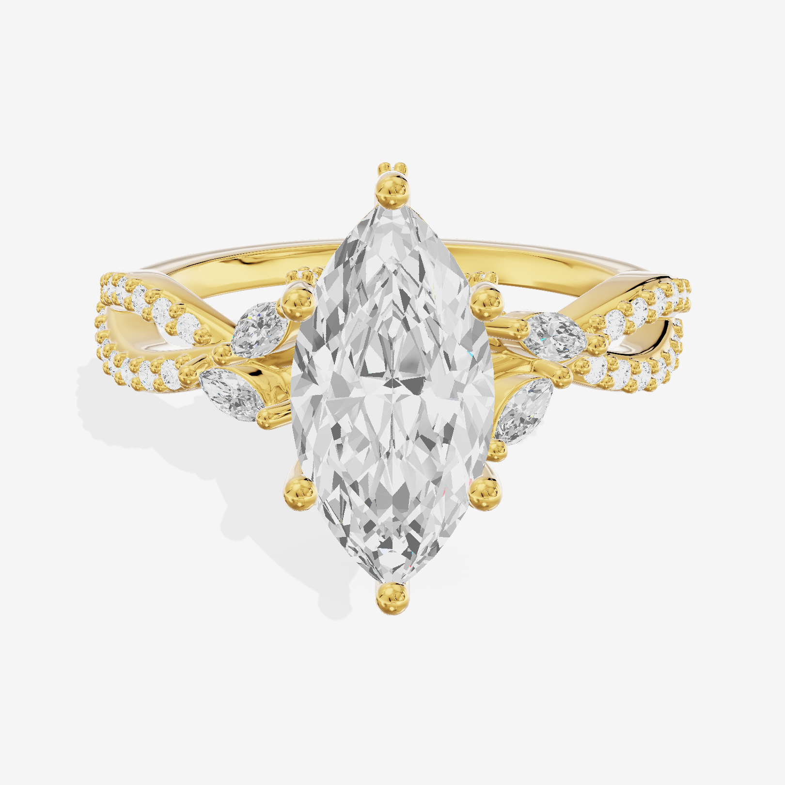 Luxe Heartline 1.5mm Marquise Engagement Ring with Side Stones (1/3 ct. tw.) in 14K Yellow Gold