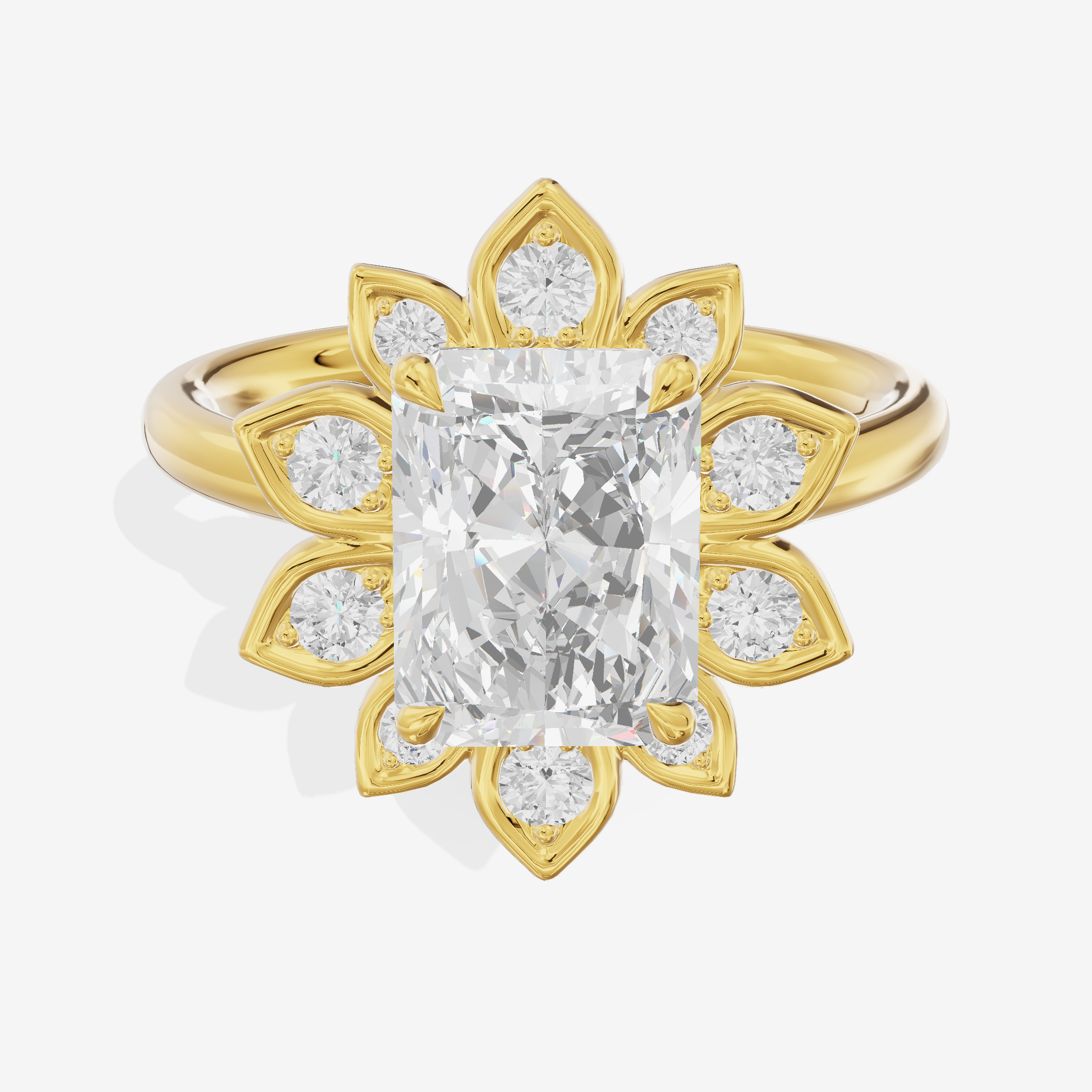 Solea Radiant Halo Engagement Ring (3/4 ct. tw.) in 18K Yellow Gold