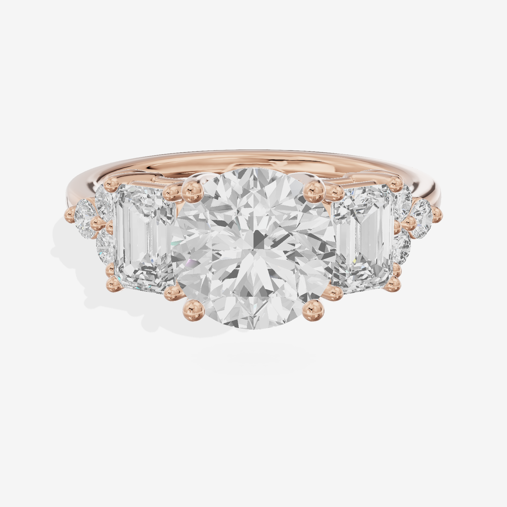 Grand Halcyon Round Engagement Ring with Side Stones (3/4 ct. tw.) in 18K Rose Gold