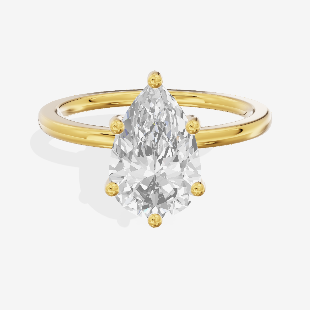 Grand Reverya Pear Hidden Halo Engagement Ring (1/20 ct. tw.) in 18K Yellow Gold