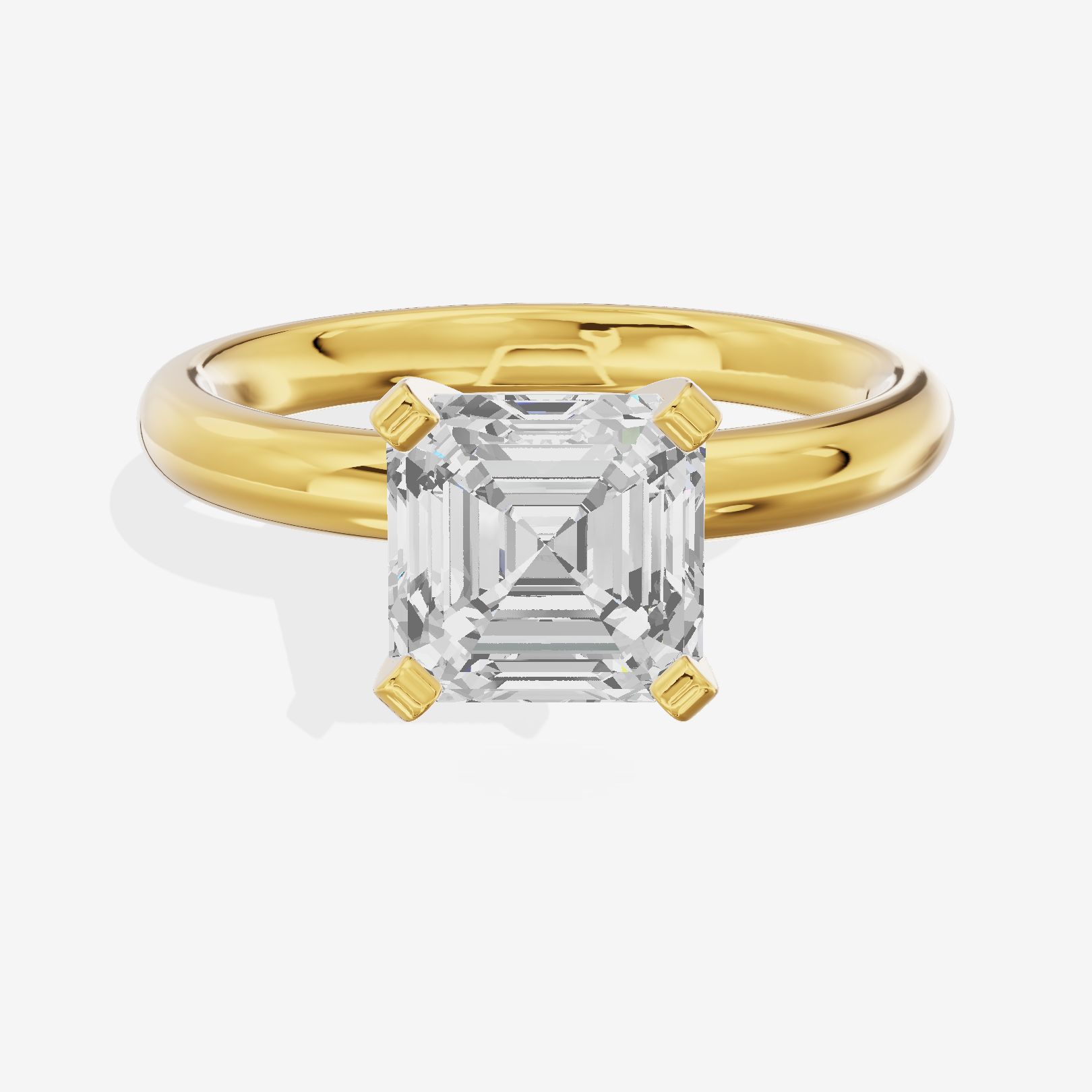 Hallowed Selenia 2.5mm Asscher Comfort Fit Engagement Ring in 18K Yellow Gold