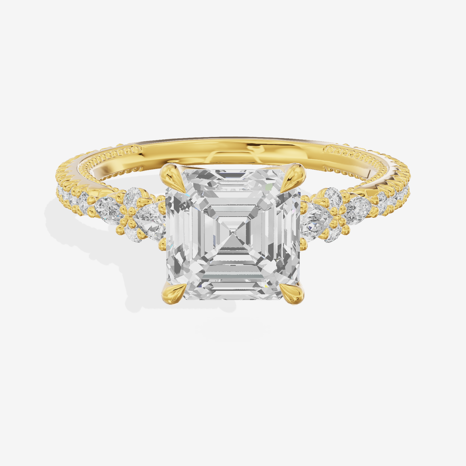 Trueheart Asscher Engagement Ring with Side Stones (2/5 ct. tw.) in 18K Yellow Gold