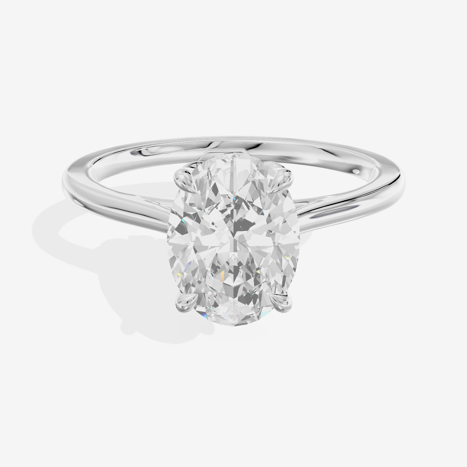 Coeurine Cathedral 1.5mm Oval Solitaire Engagement Ring in 18K White Gold