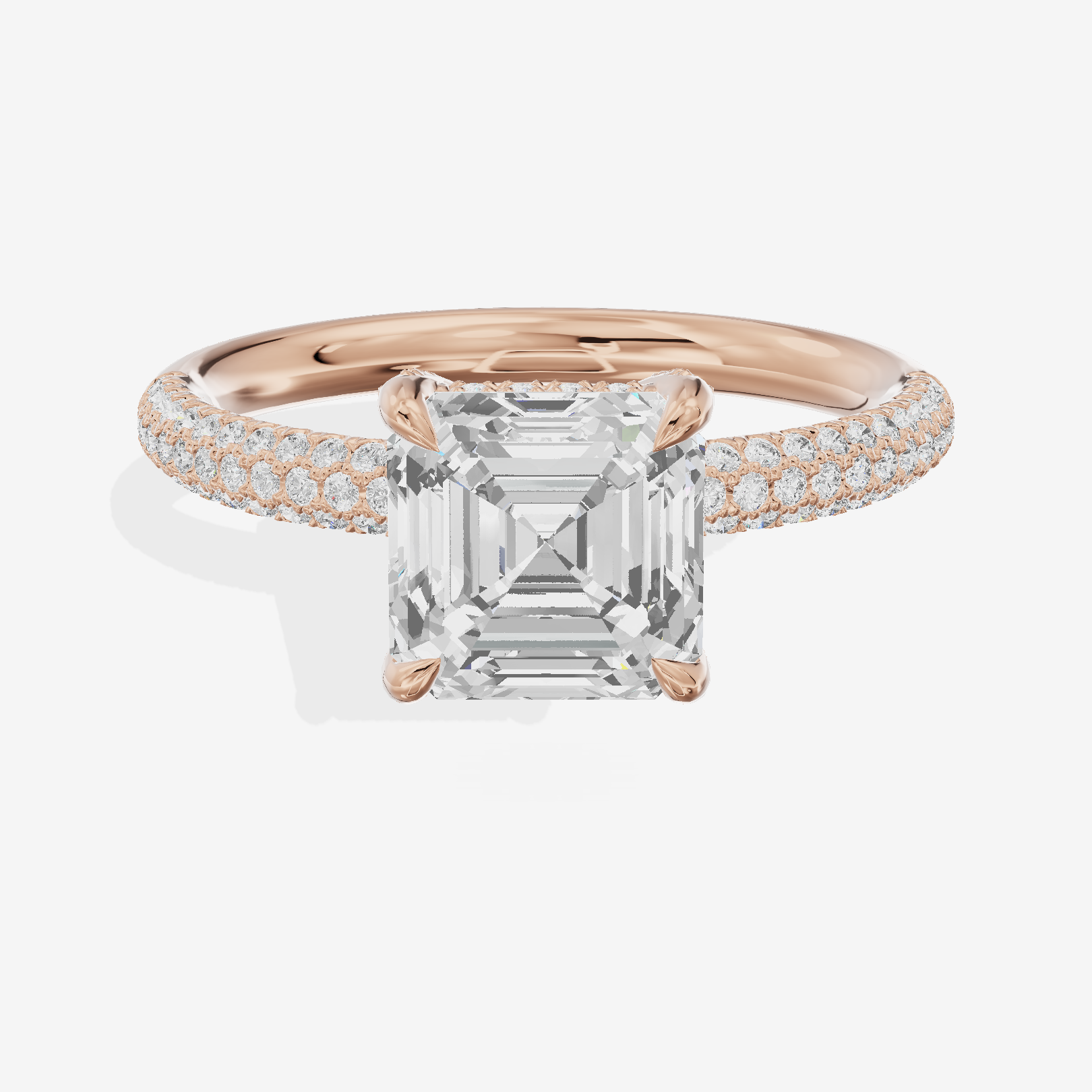 Modern Selenia Asscher Engagement Ring with Side Stones (1/6 ct. tw.) in 18K Rose Gold