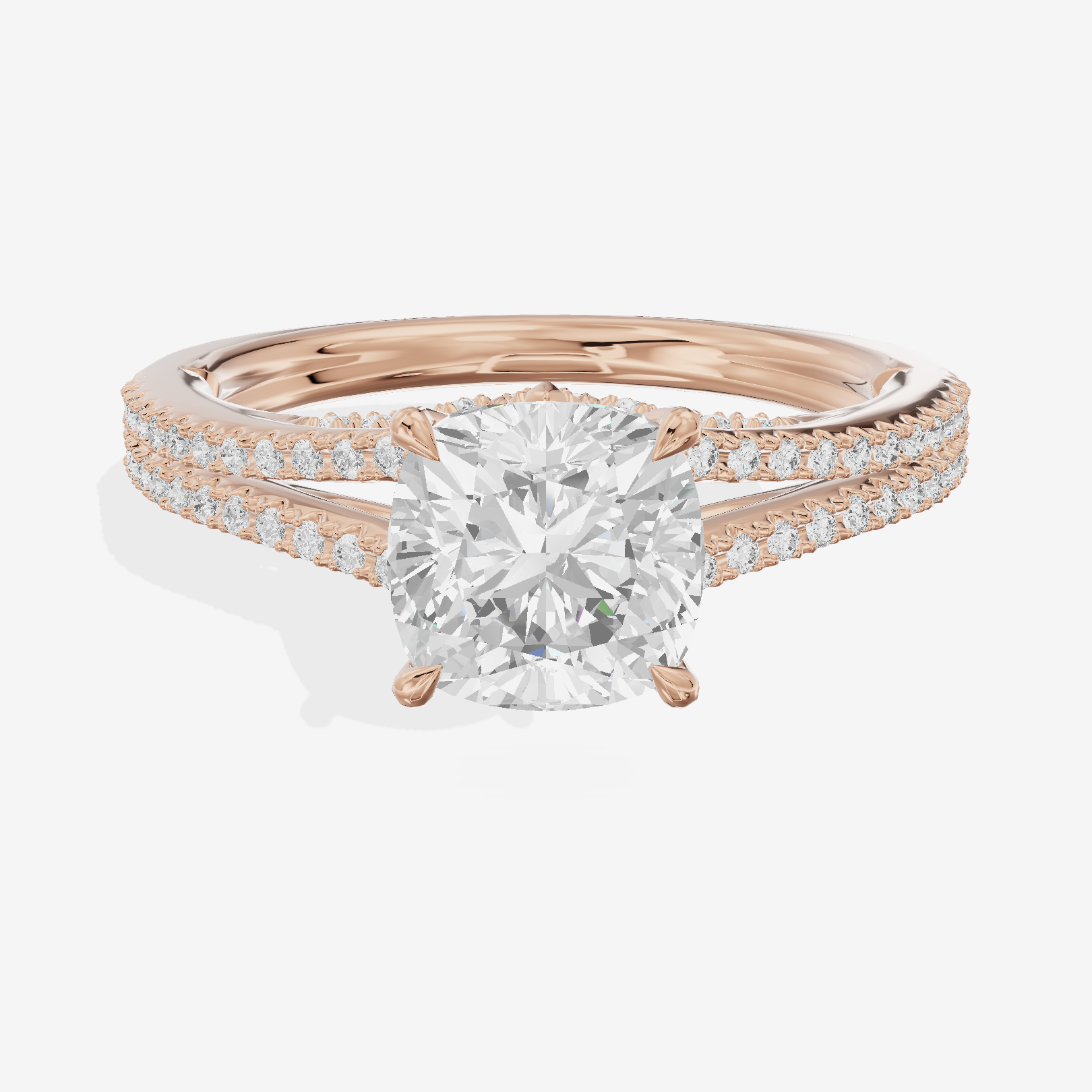 Aimora Cathedral 2mm Cushion Solitaire Engagement Ring (1/3 ct. tw.) in 18K Rose Gold