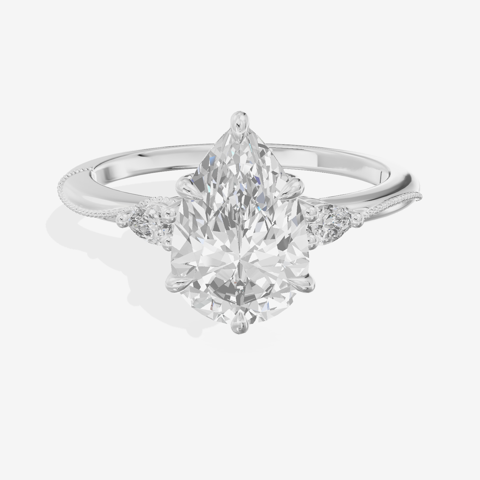 Luxe Triade Pear Three Stone Engagement Ring (1/2 ct. tw.) in 18K White Gold