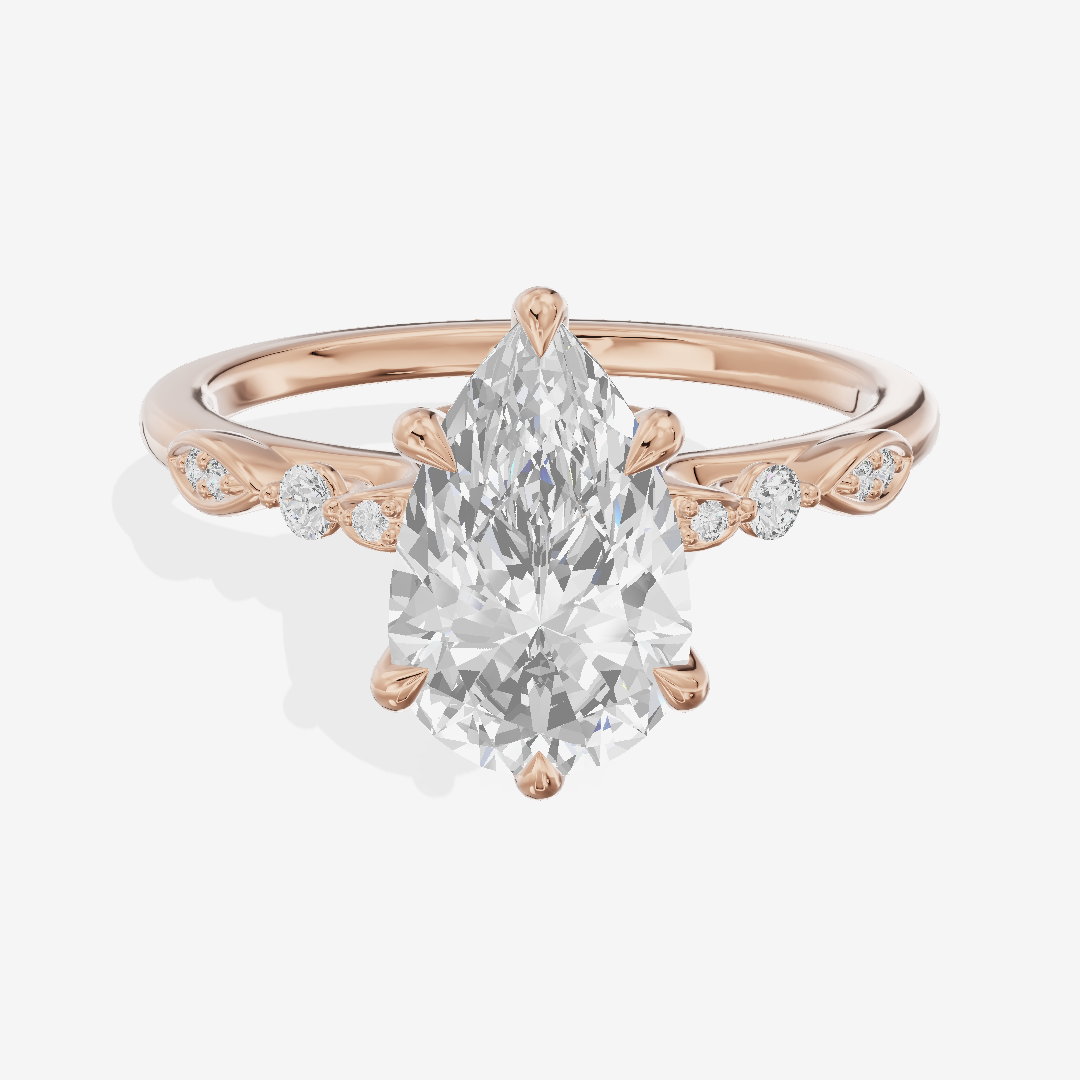 Modern Maia Pear Engagement Ring with Side Stones (1/5 ct. tw.) in 14K Rose Gold