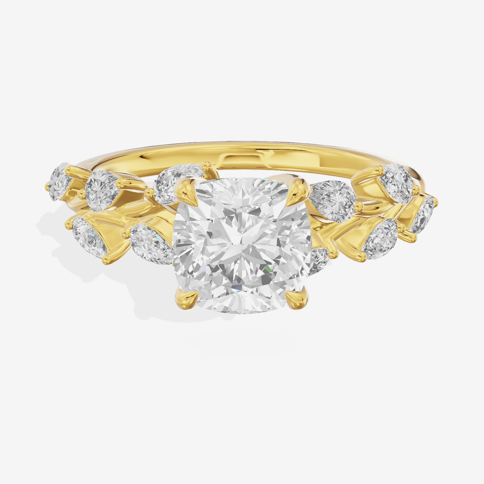Classic Promezza Cushion Engagement Ring with Side Stones (1/2 ct. tw.) in 18K Yellow Gold