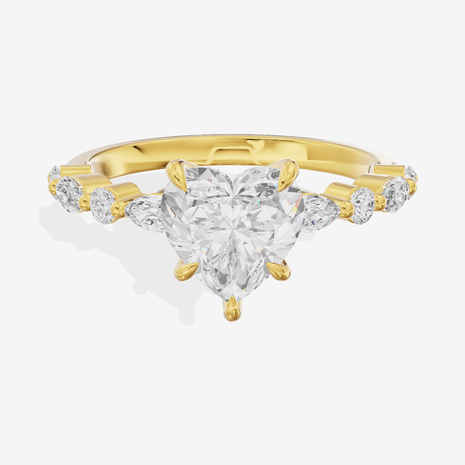 Lumera Cathedral Heart Engagement Ring with Side Stones (1/3 ct. tw.) in 18K Yellow Gold