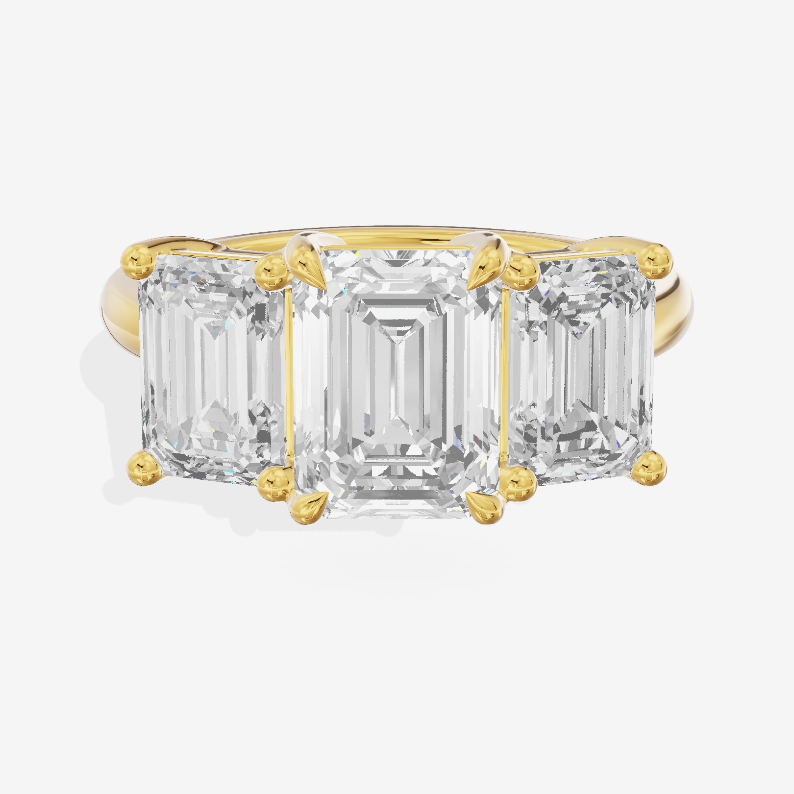 Luxe Whisper Three Stone Emerald Engagement Ring (3/4 ct. tw.) in 14K Yellow Gold