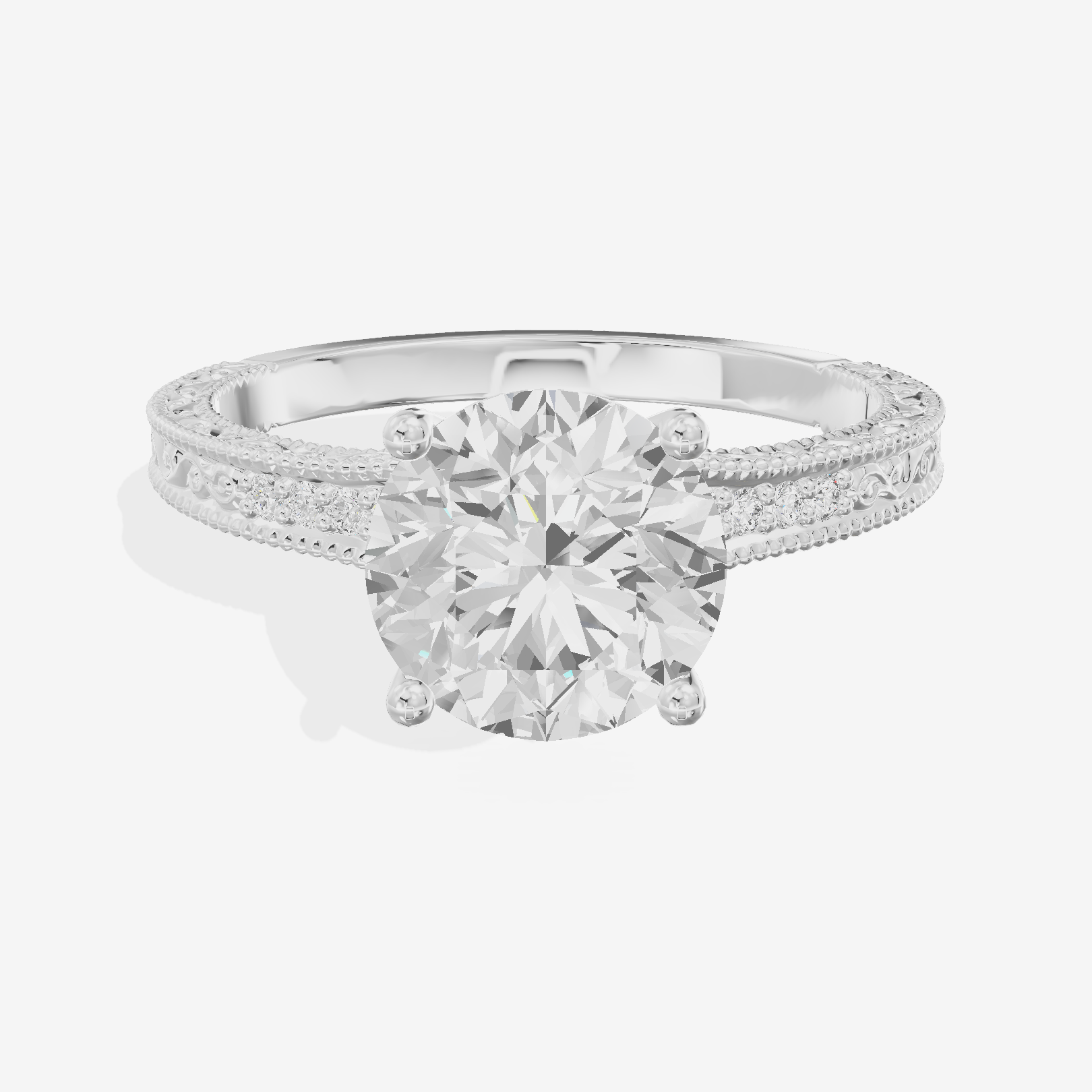 Vintage Sincere Round Engagement Ring (1/10 ct. tw.) in Platinum