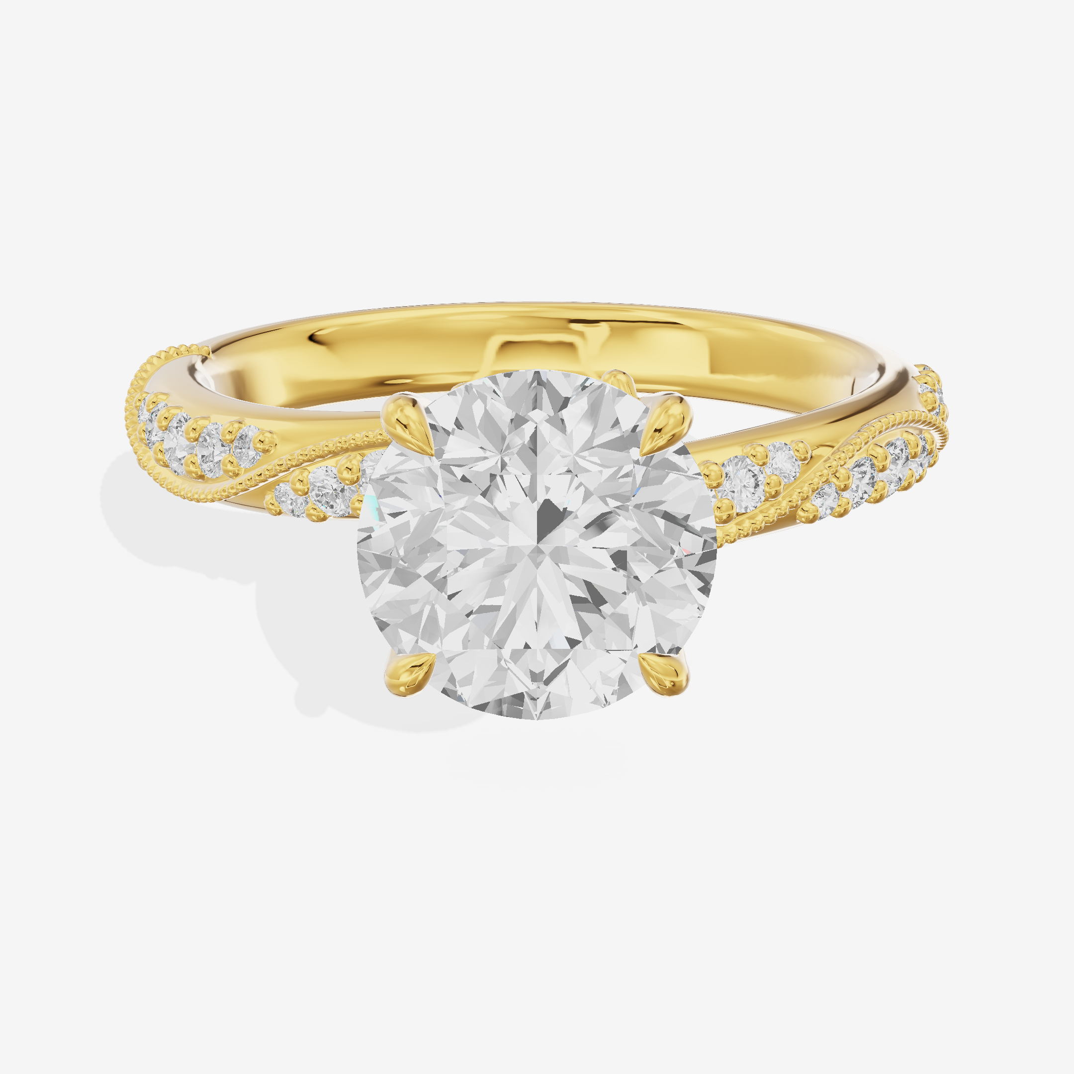 Classic Halcyon Round Engagement Ring with Side Stones (1/4 ct. tw.) in 18K Yellow Gold