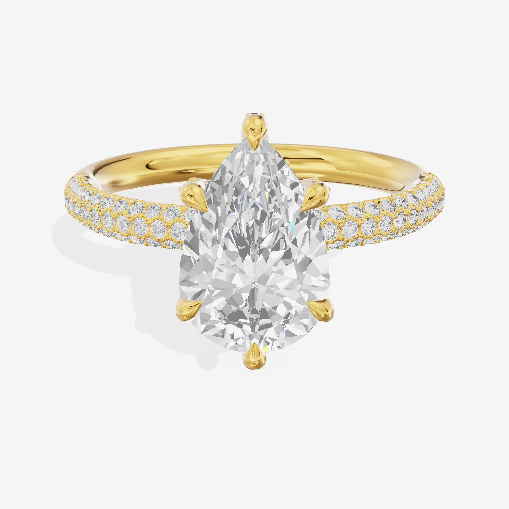 Modern Selenia Pear Engagement Ring with Side Stones (1/6 ct. tw.) in 14K Yellow Gold