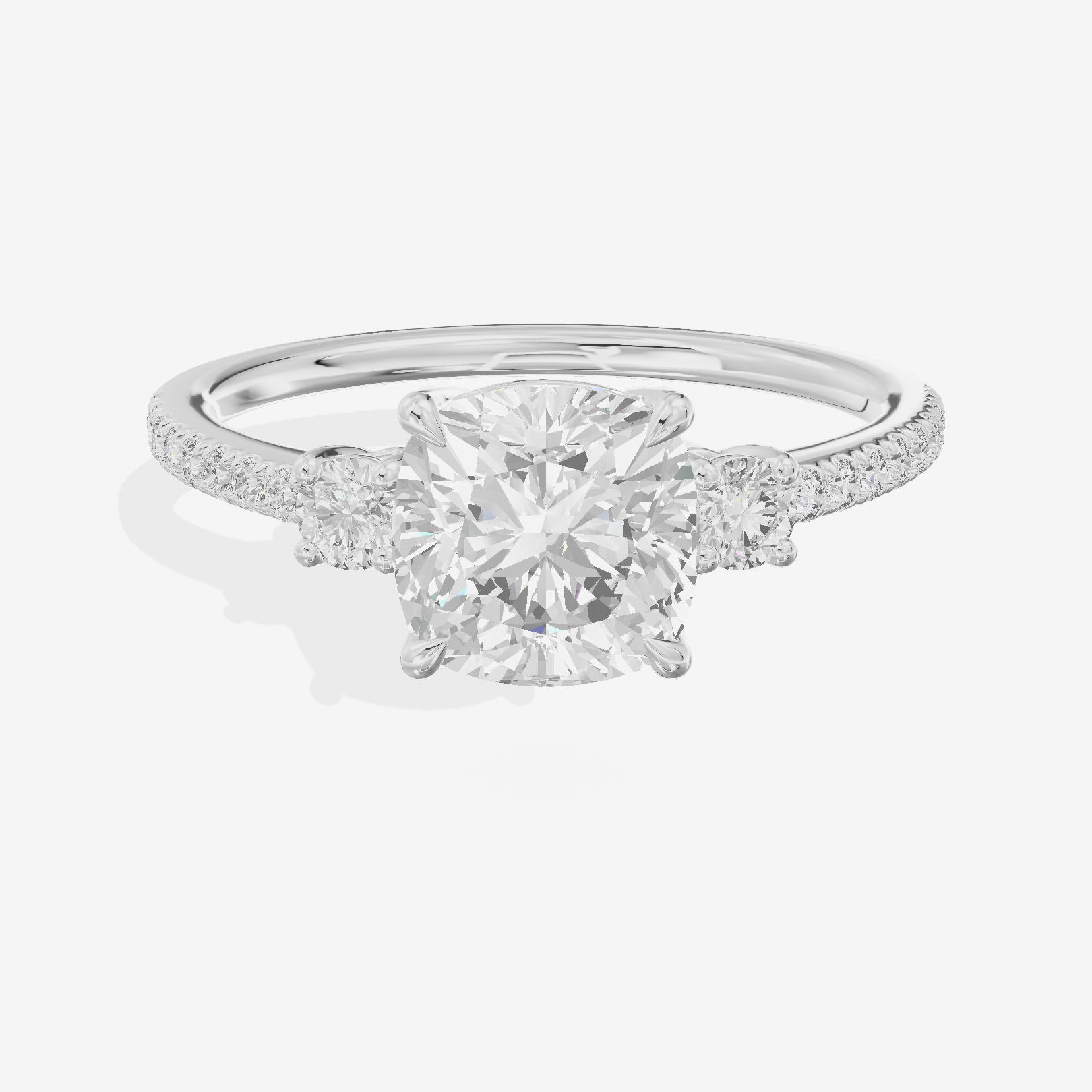 Mirth Three Stone Cushion Engagement Ring (1/4 ct. tw.) in 14K White Gold