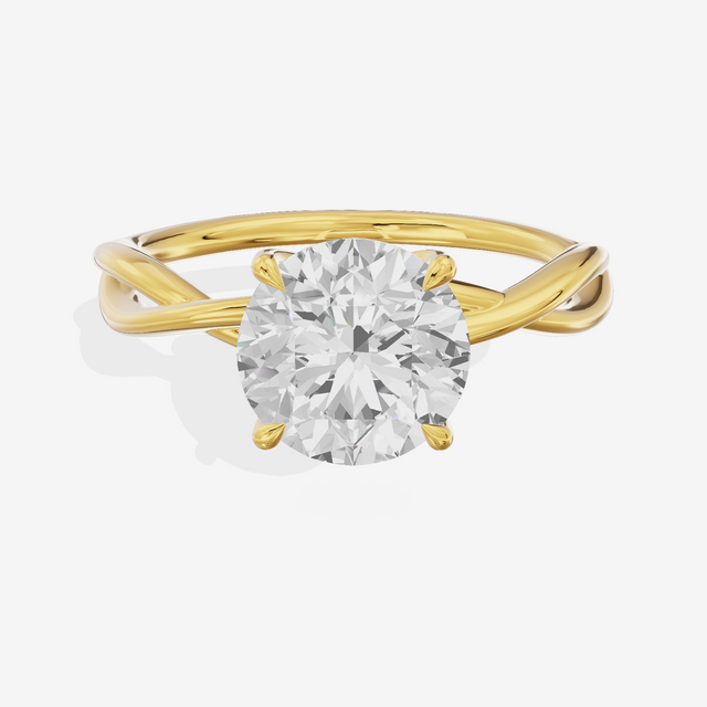Twined Sincere Round Twisted Engagement Ring in 18K Yellow Gold