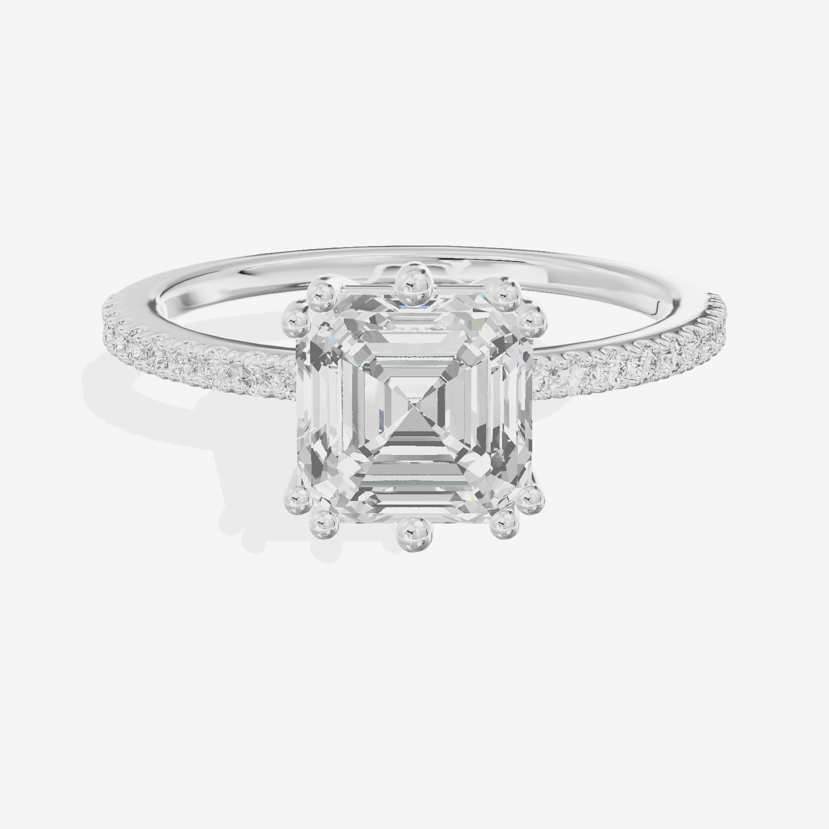 Luxe Mirelle Asscher Hidden Halo Engagement Ring (1/6 ct. tw.) in 14K White Gold