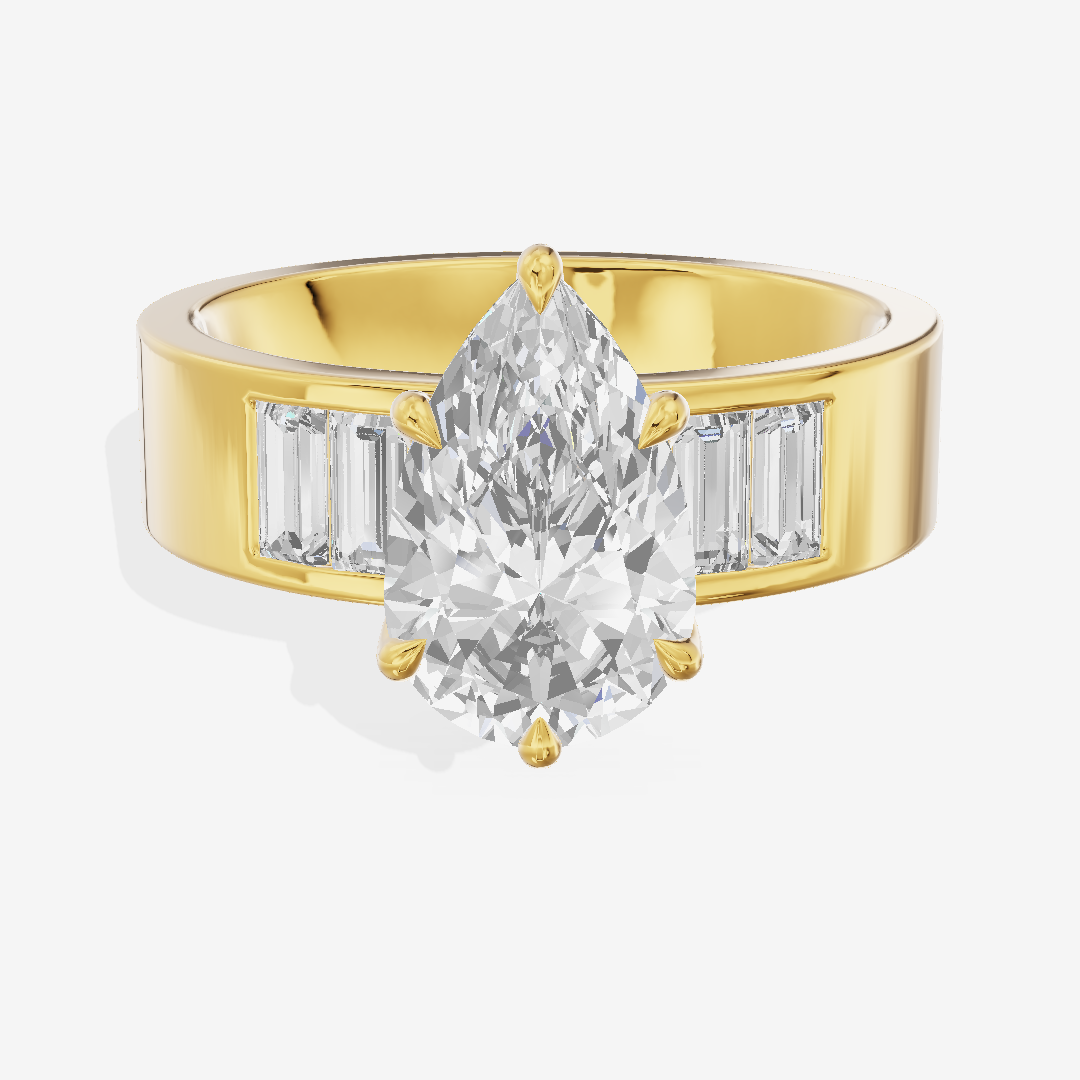 Grand Sincere Pear Engagement Ring with Side Stones (3/5 ct. tw.) in 18K Yellow Gold