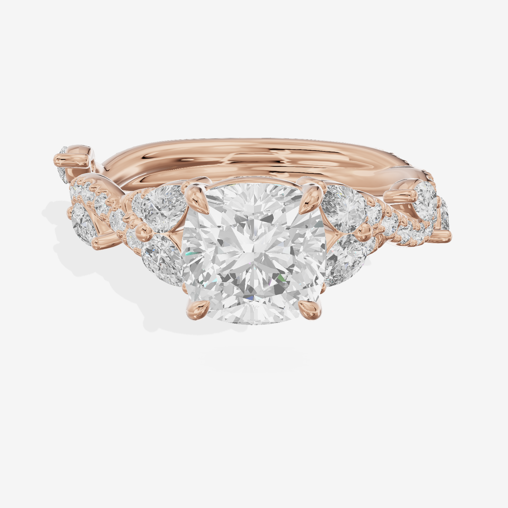Vintage Heartline Cushion Engagement Ring (2/3 ct. tw.) in 18K Rose Gold